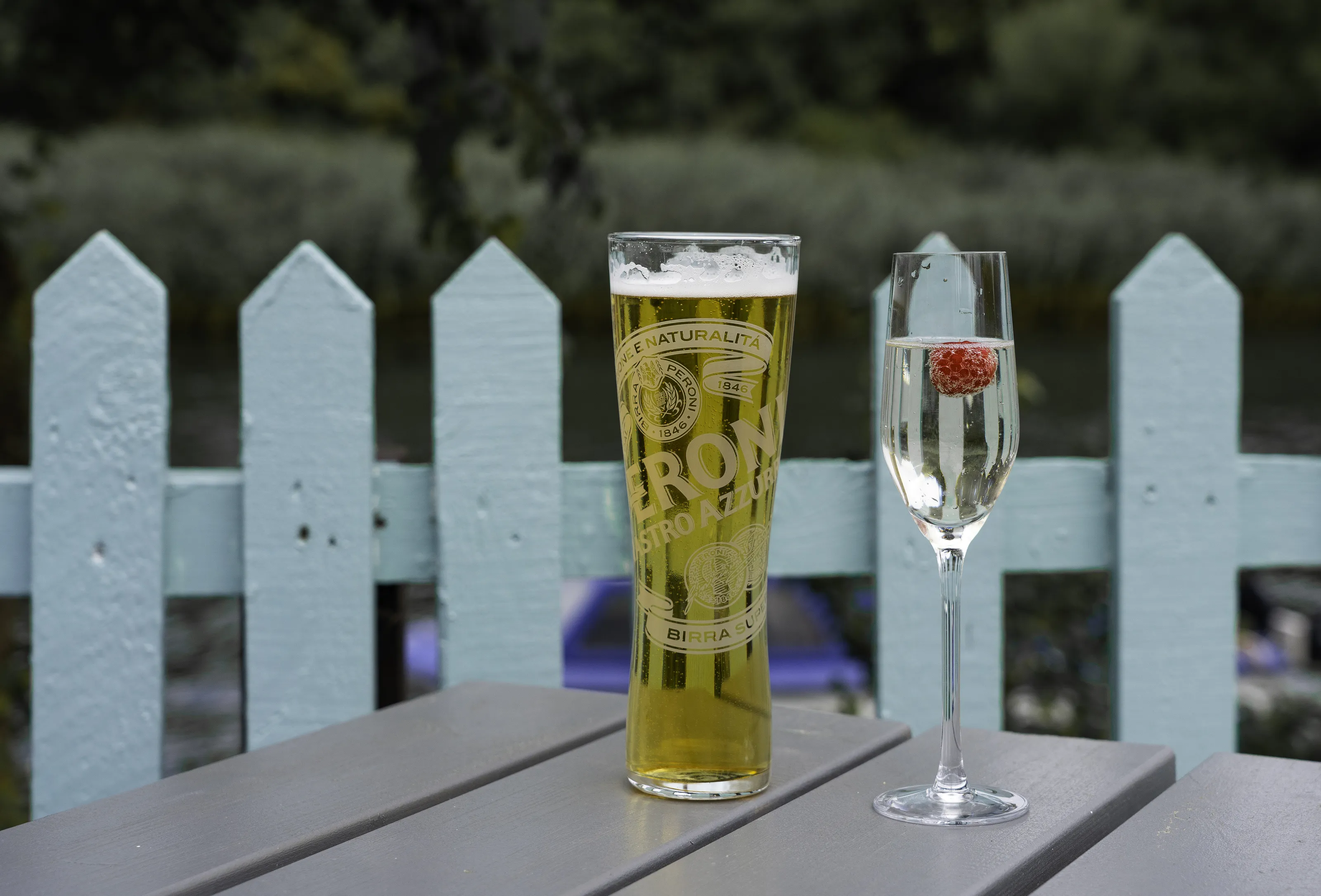 Two cold beverages on a warm day