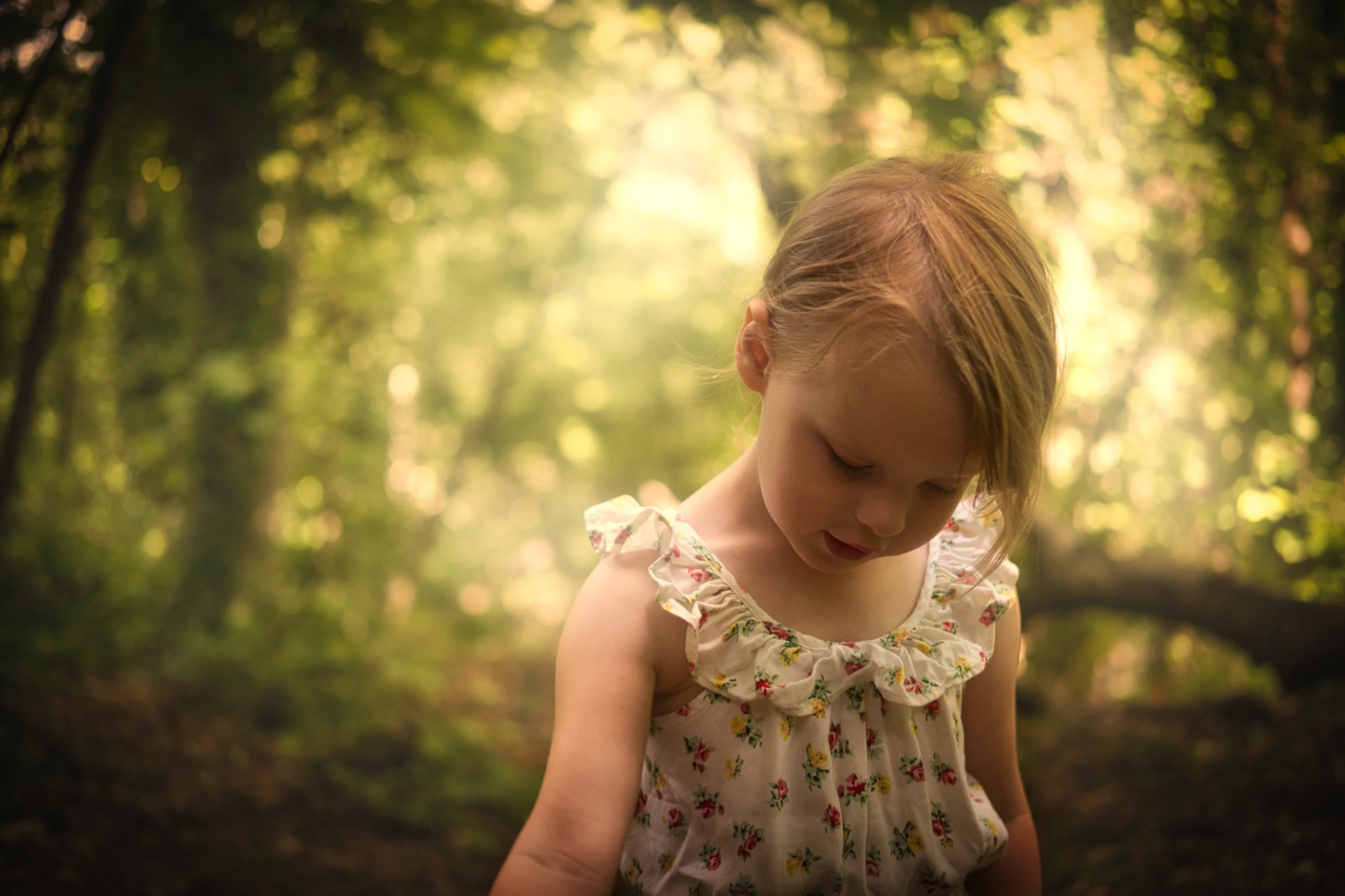 Daughter in a dreamy autumn haze