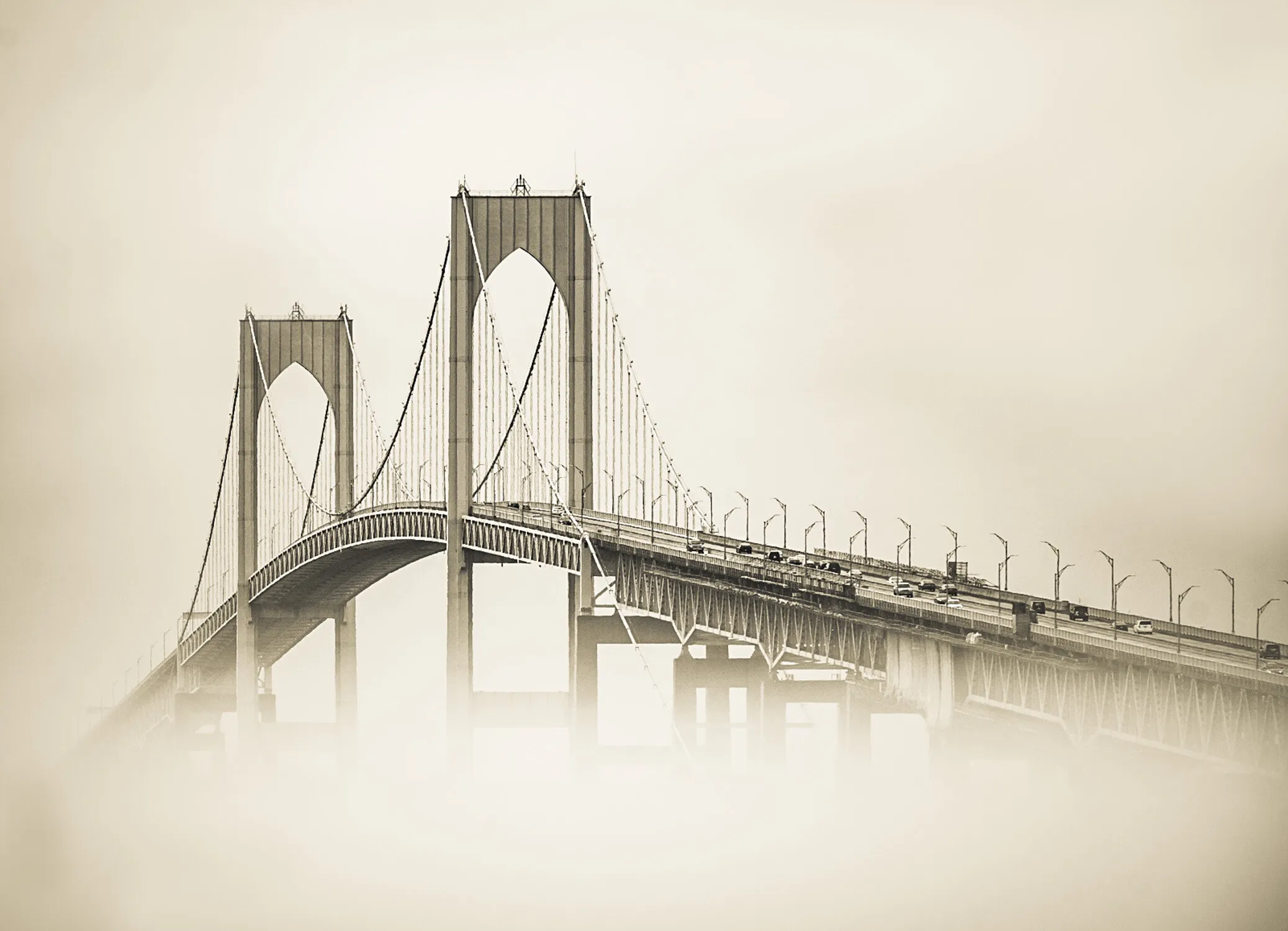 Newport Bridge on a Cloudy Day