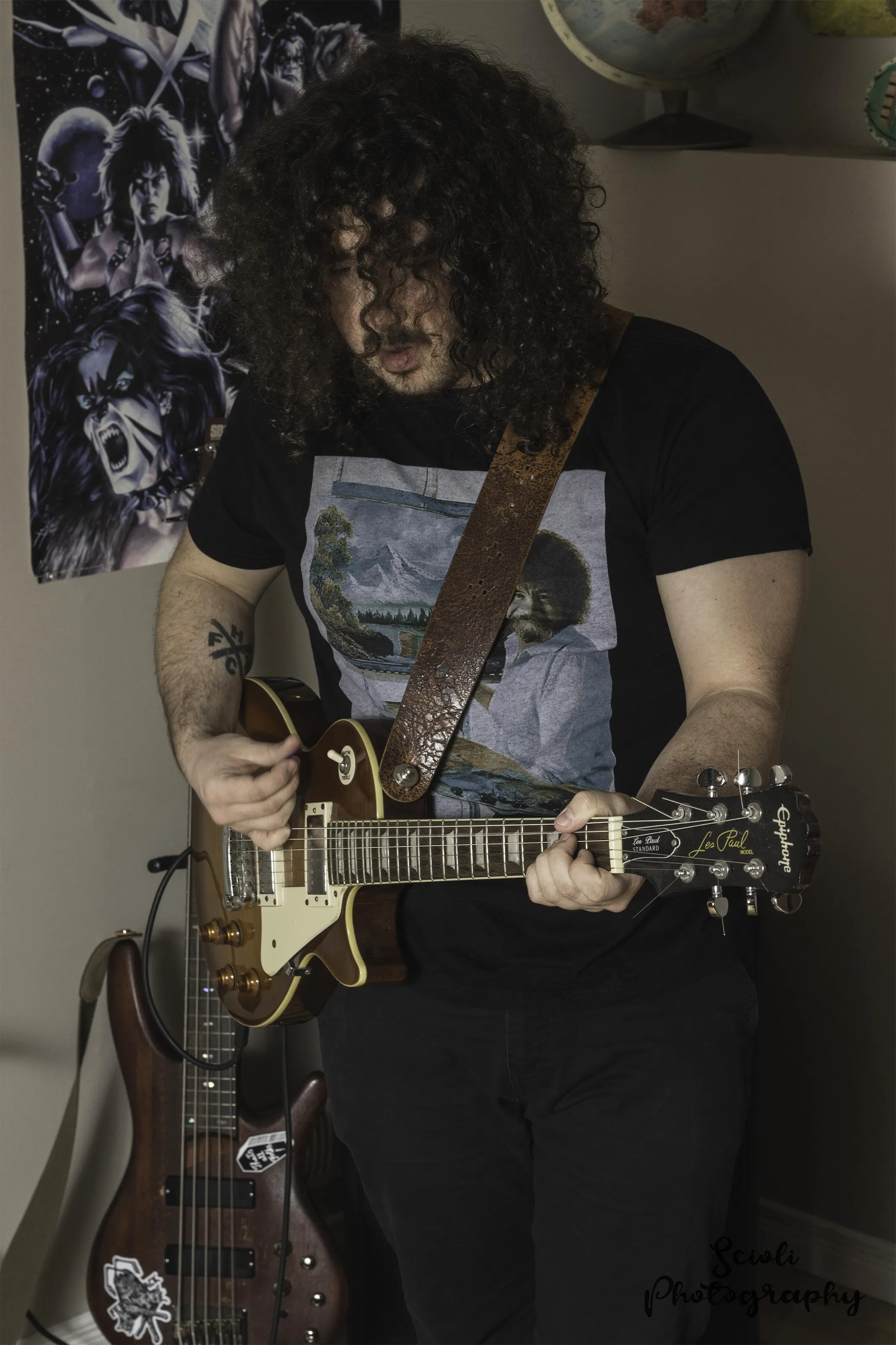 Curly haired Guitarist