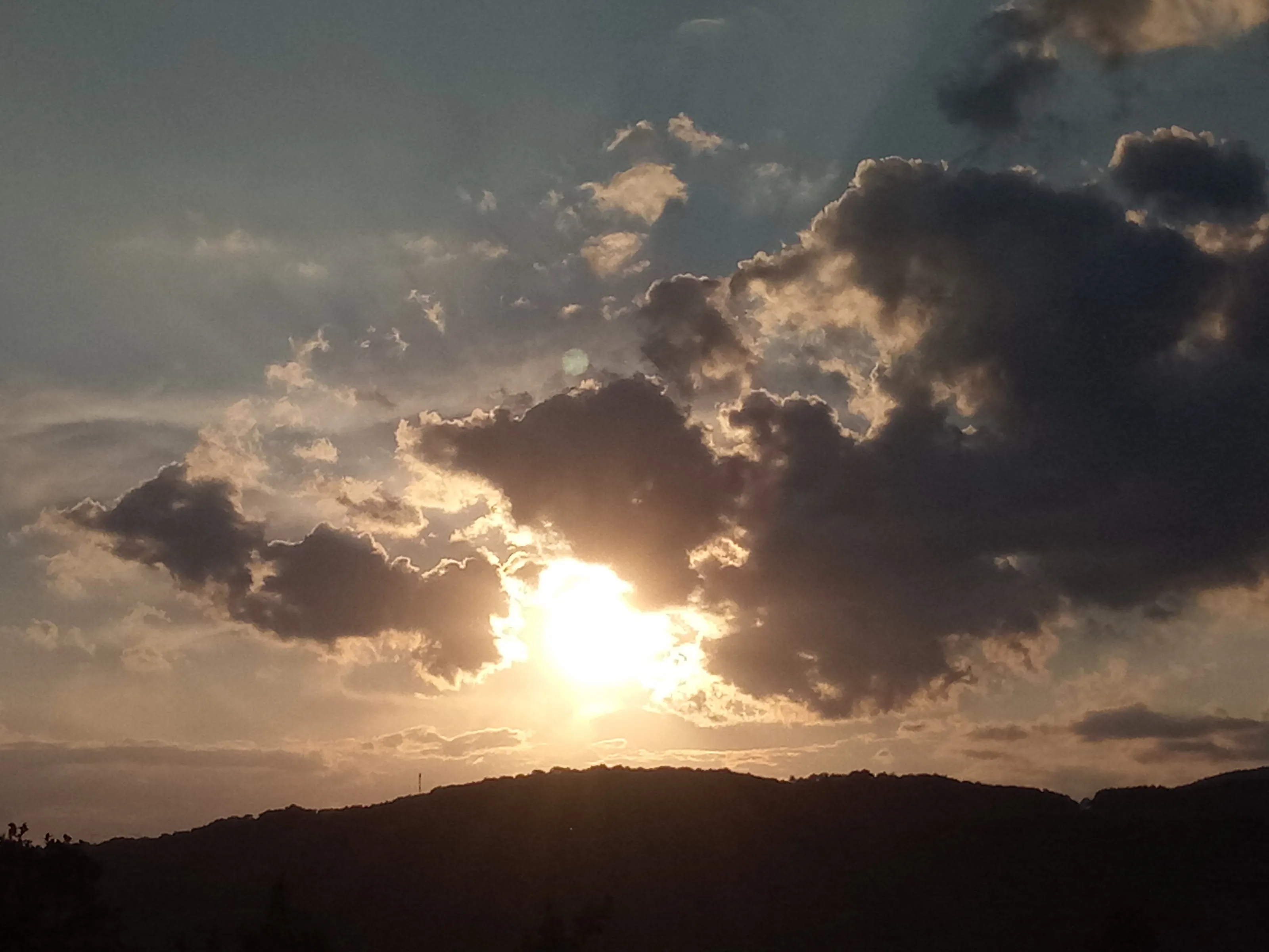 The sun behind the clouds