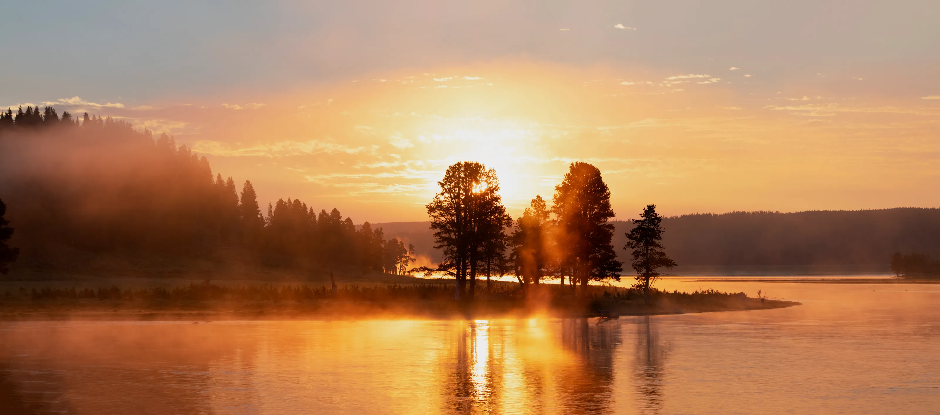 A foggy Sunrise at Yellowstone National Park