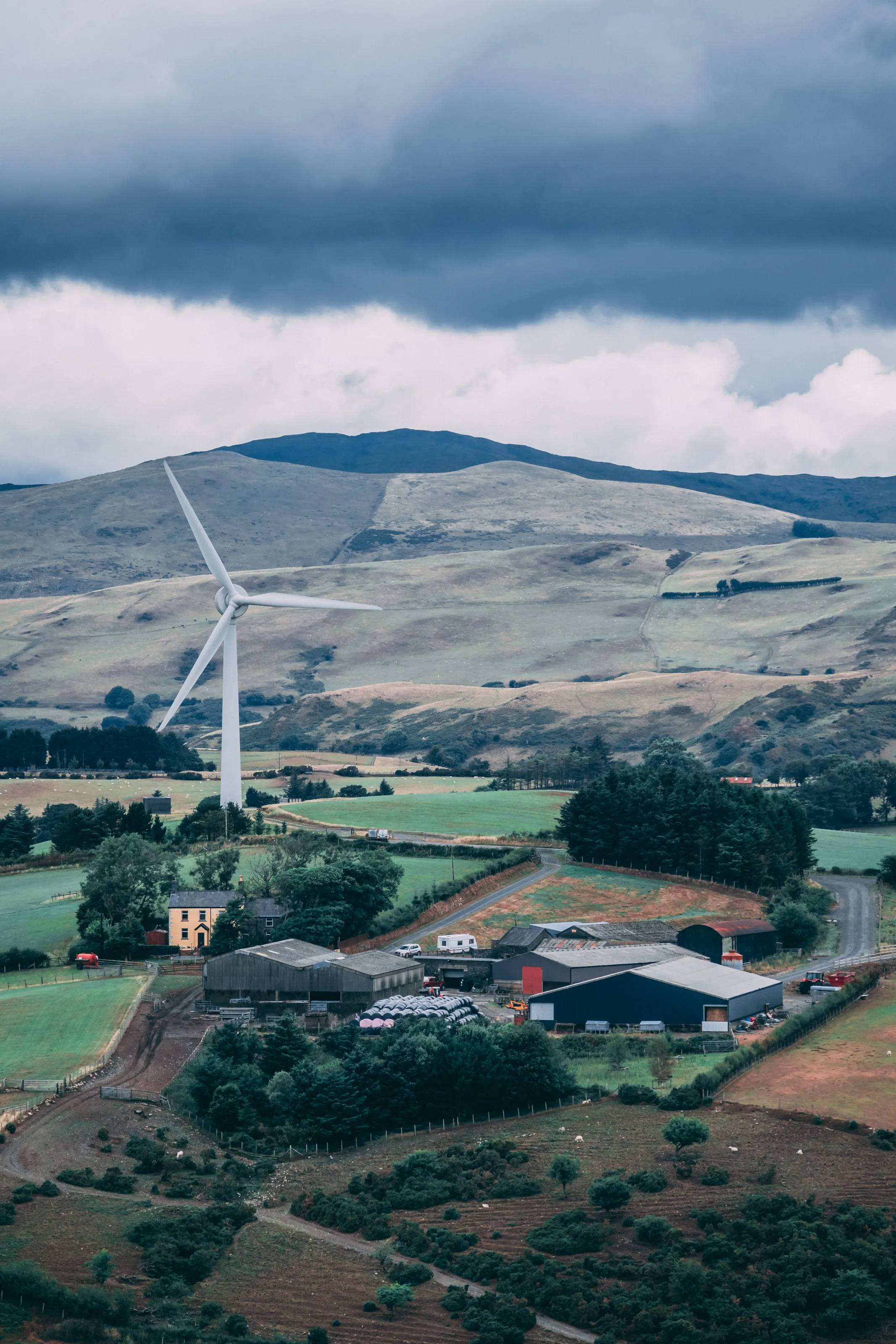 Farm above the Welsh hills of Penrhyncoch