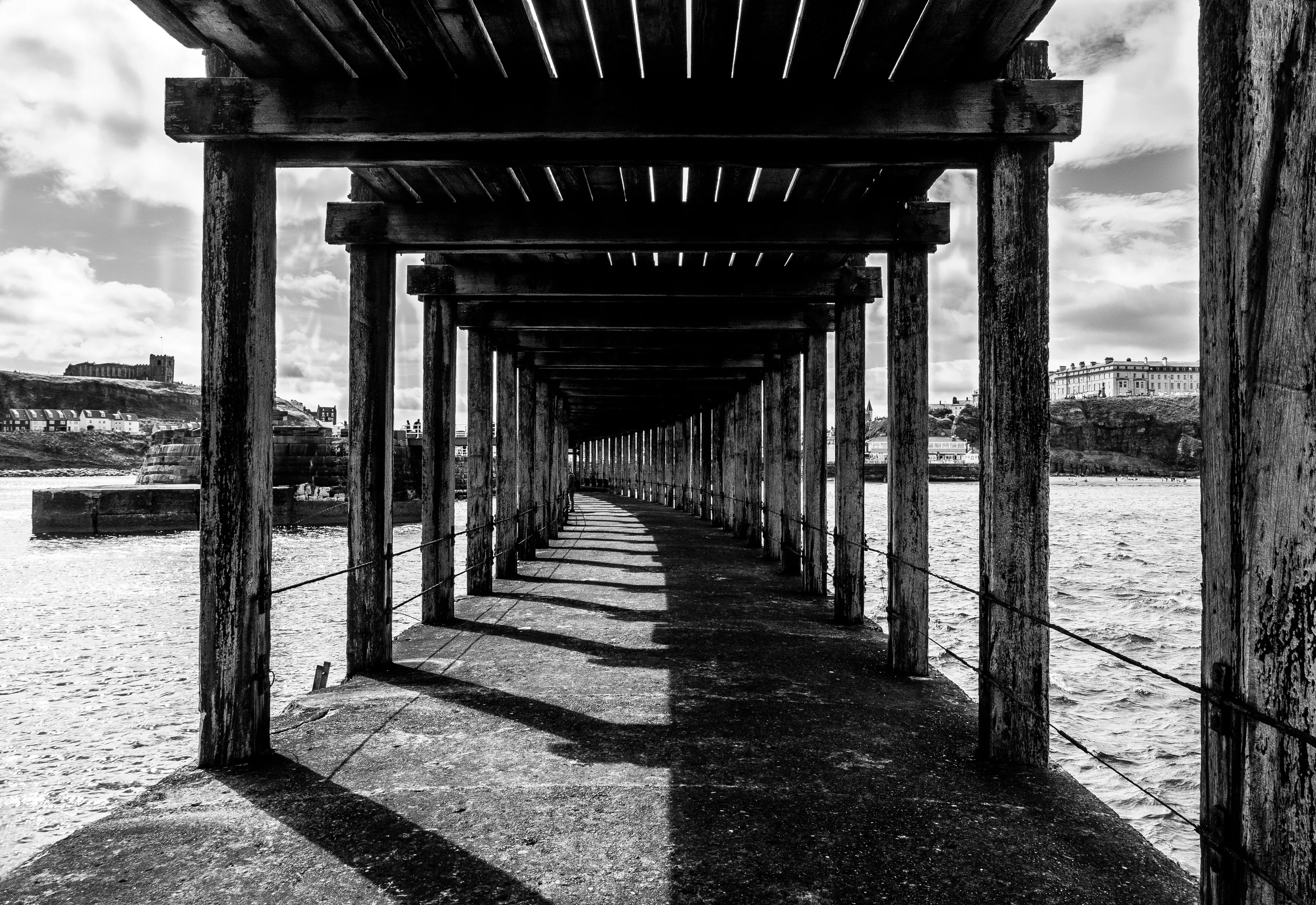 Through the pier...
