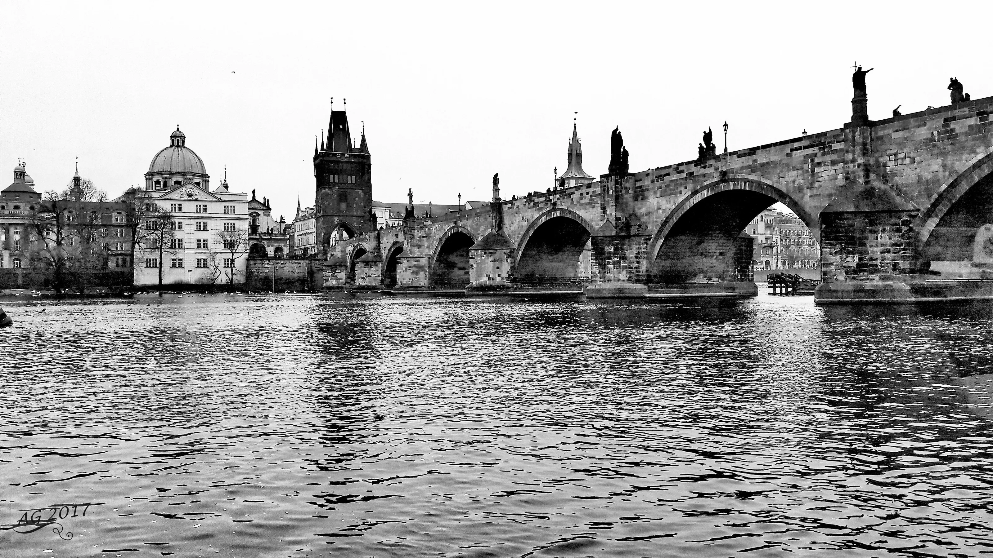 Charles Bridge- Vltava river in Prague