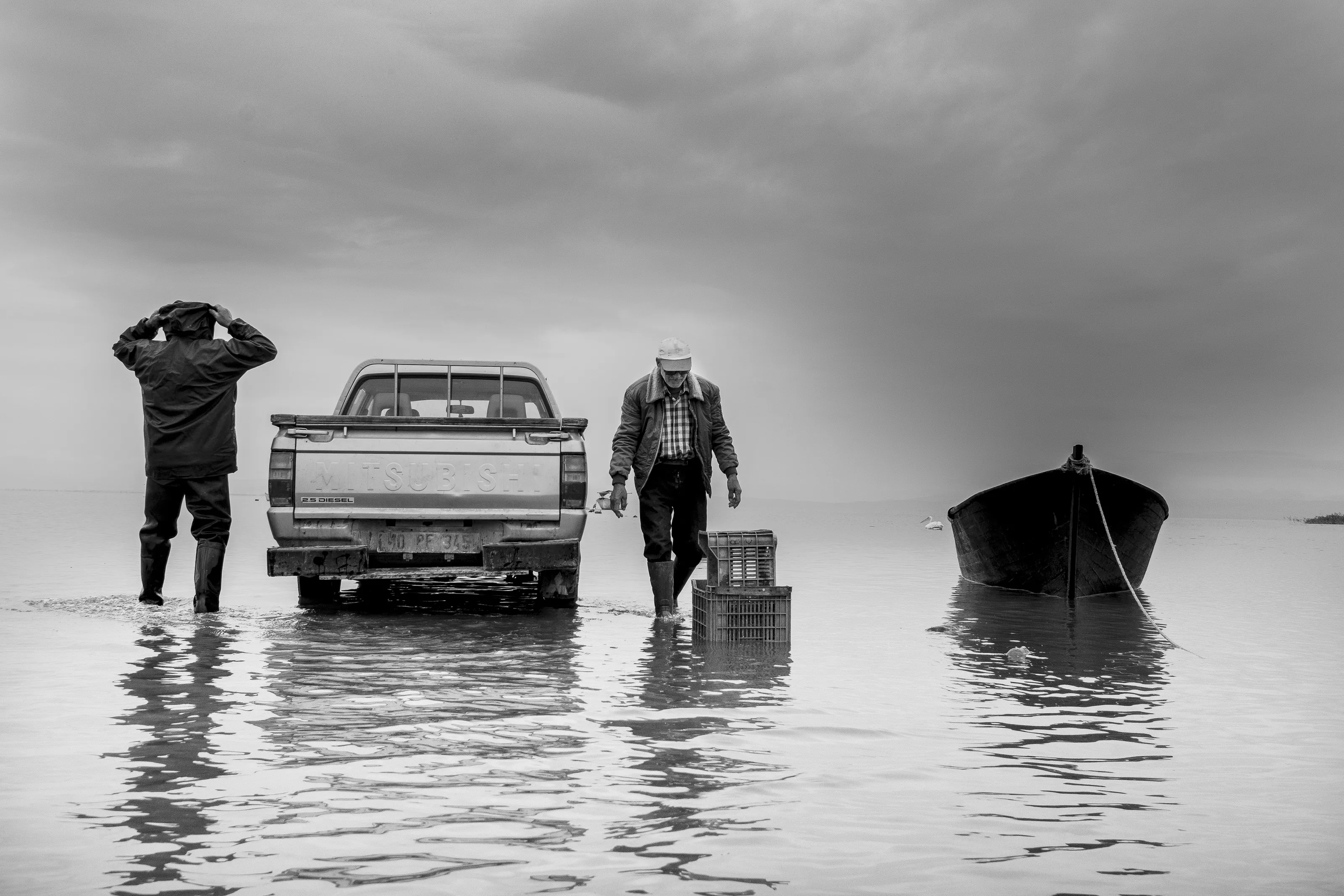 lake and fisherman