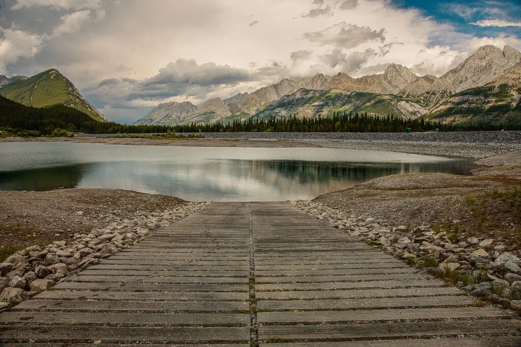 Lower Kananaskis Lake Boat Launch after draught