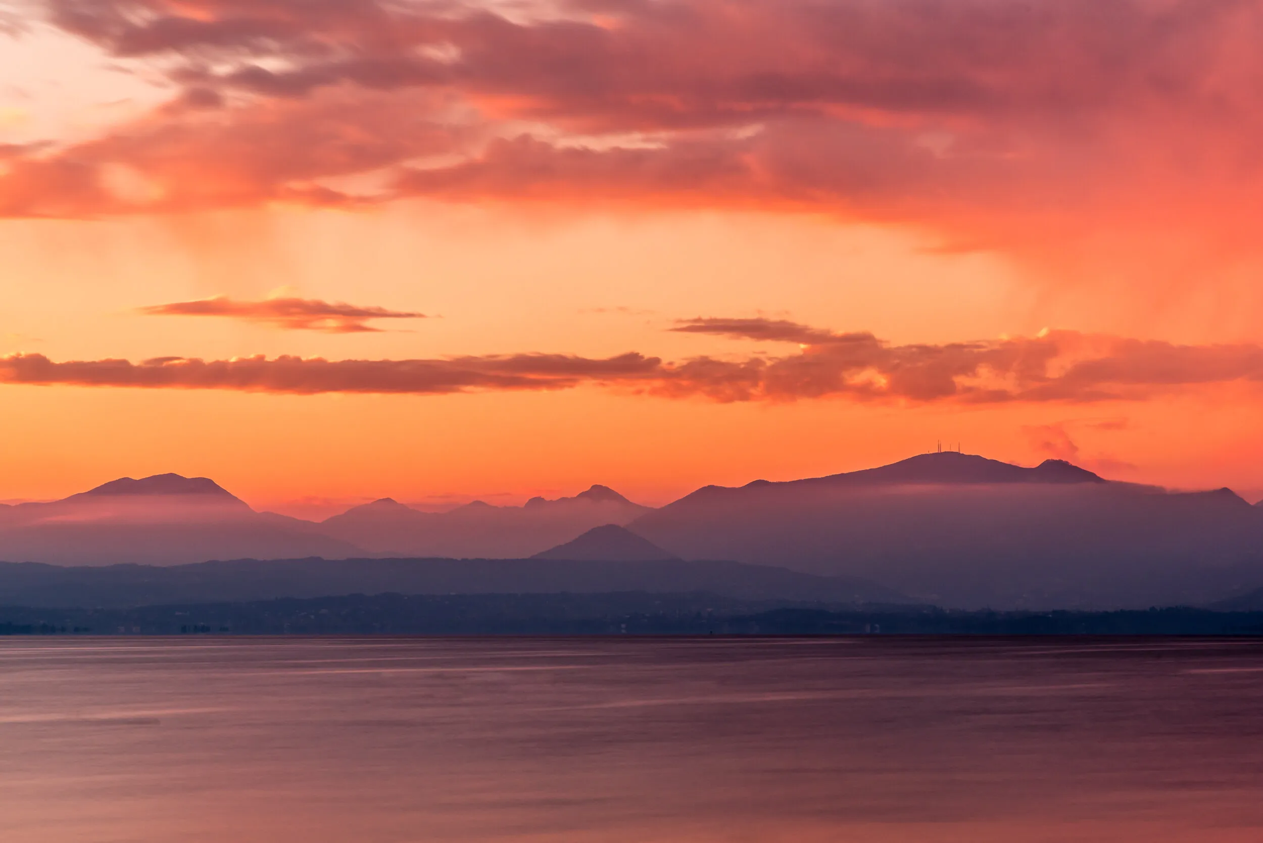 Sunset over Lake Garda in Verona, Italy