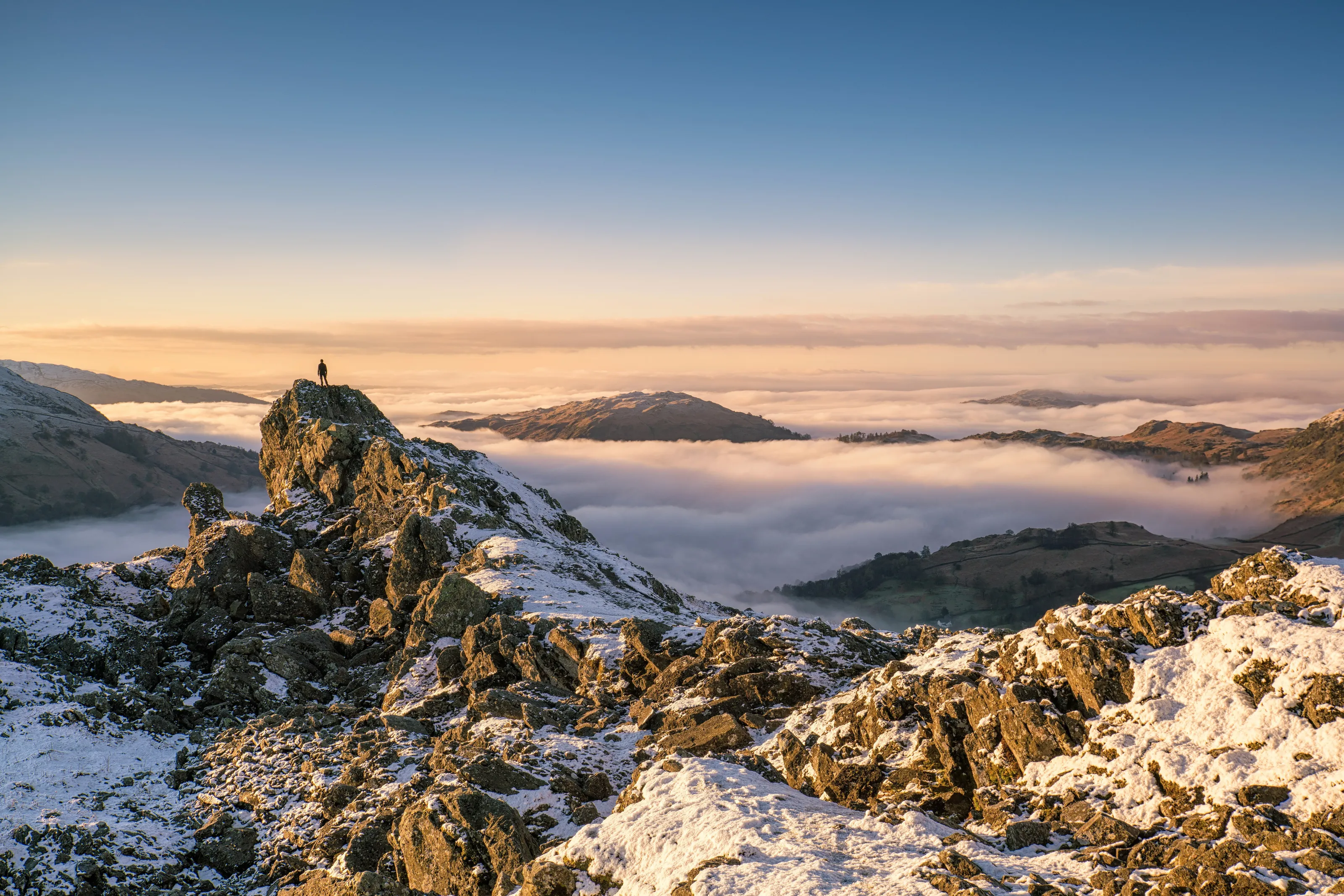 Sunrise over an inversion, Grasmere, Lake District UK