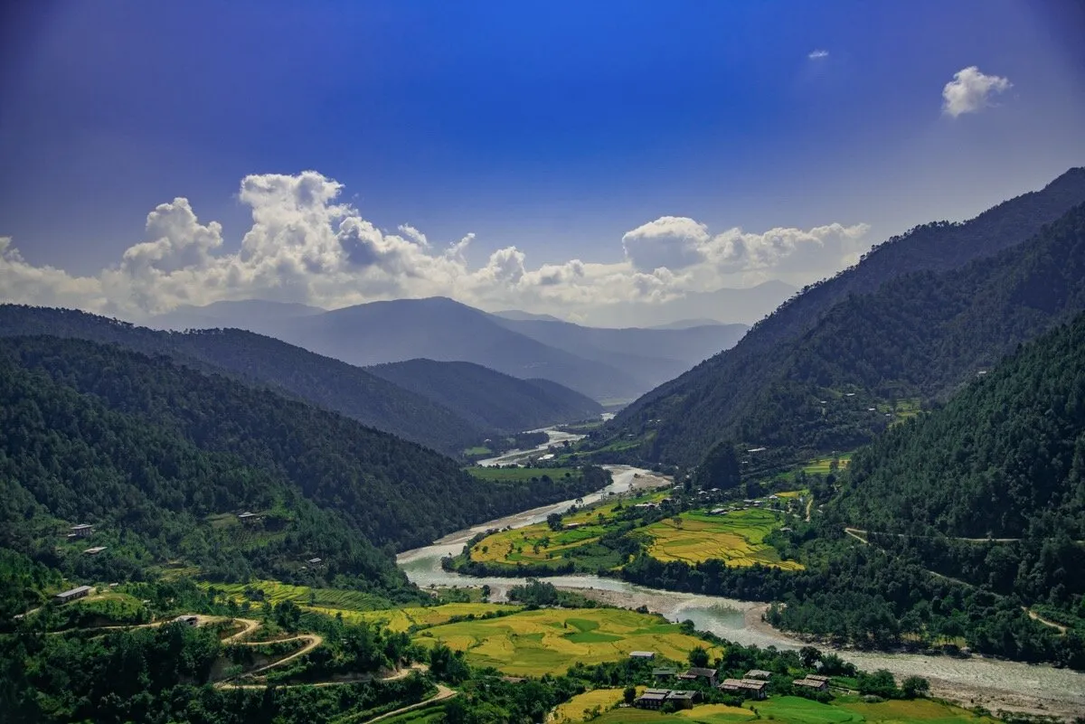 River flowing through mountains