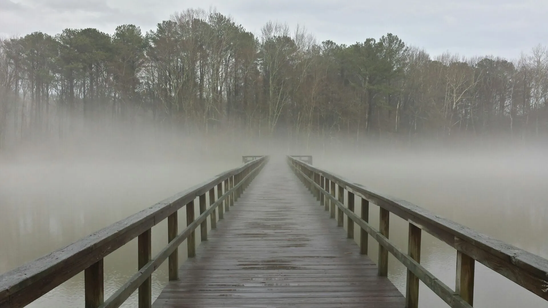 Misty Afternoon on A Bridge
