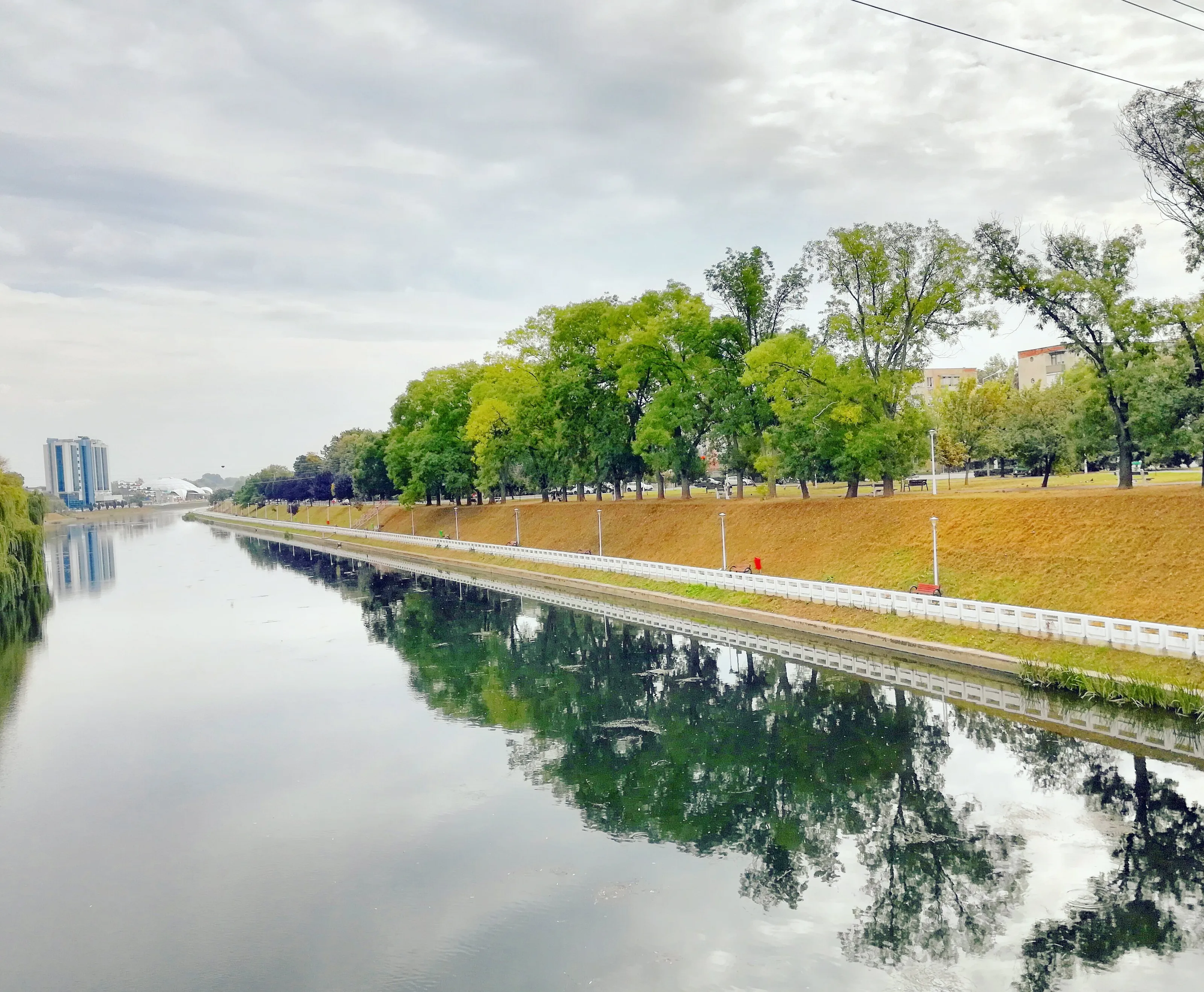 River in mirror