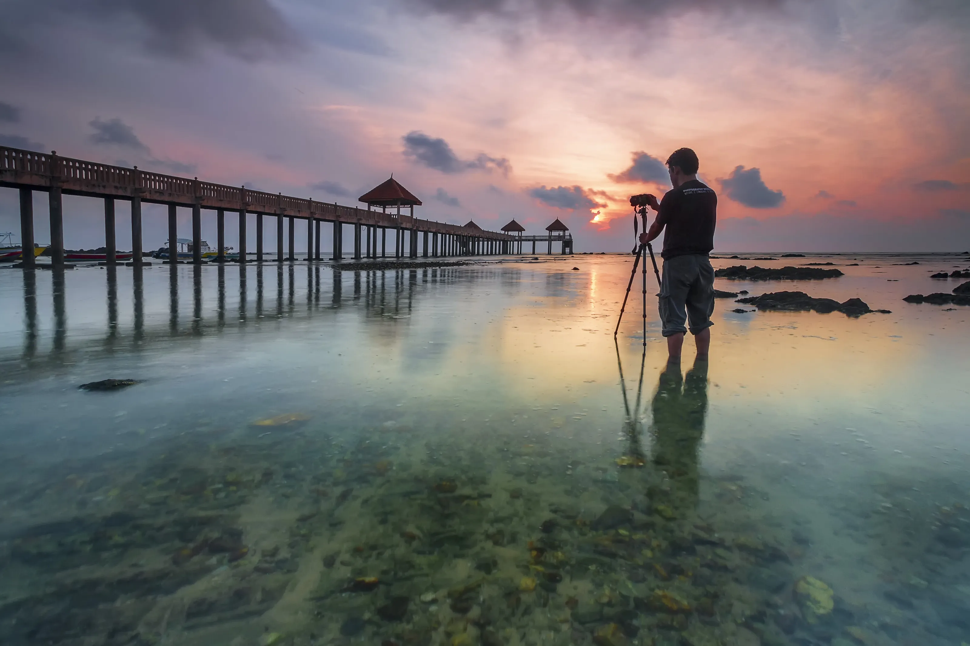 The photographer standing in sunrise view