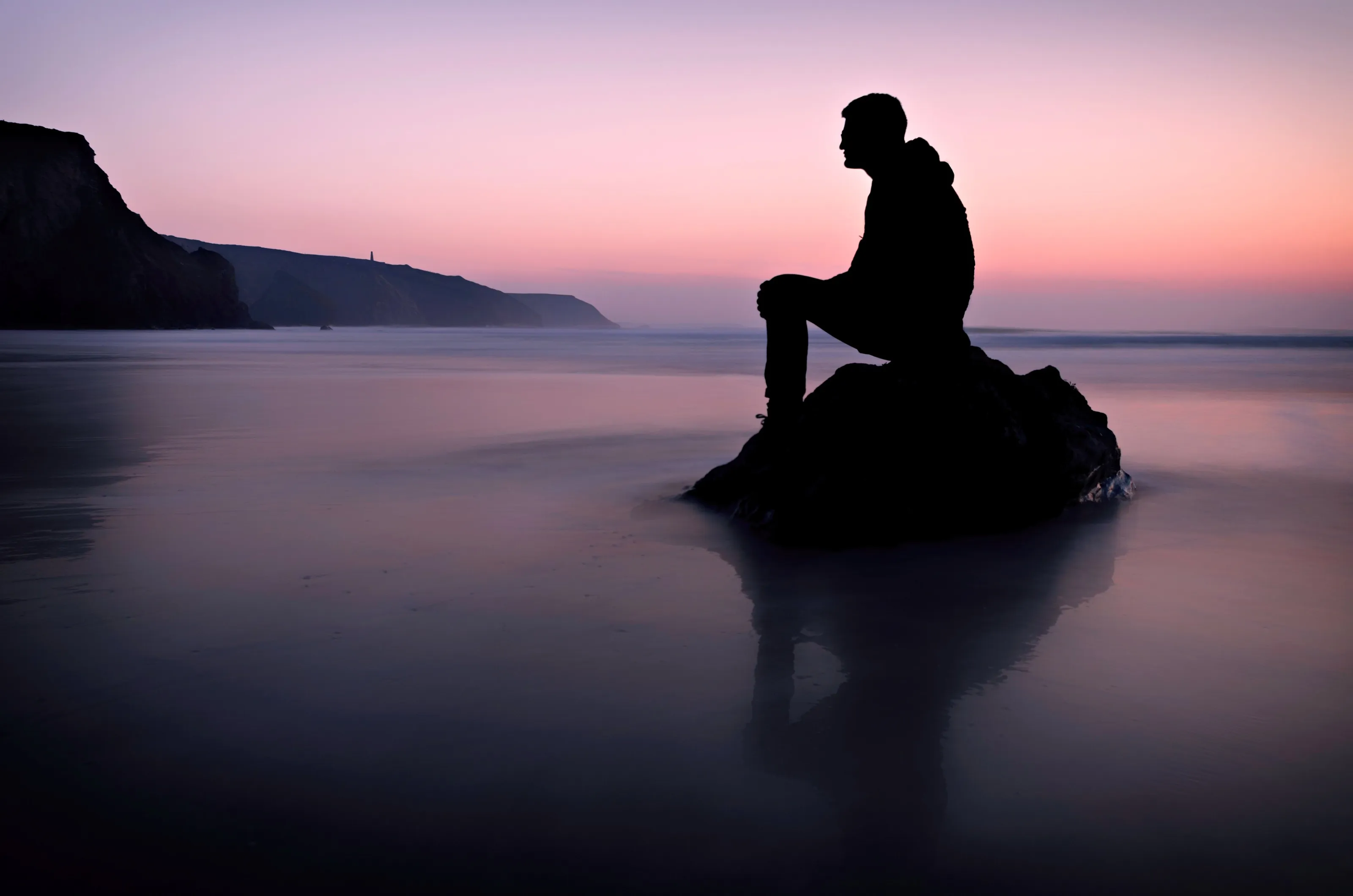 Porthtowan silhouette. Cornwall England UK