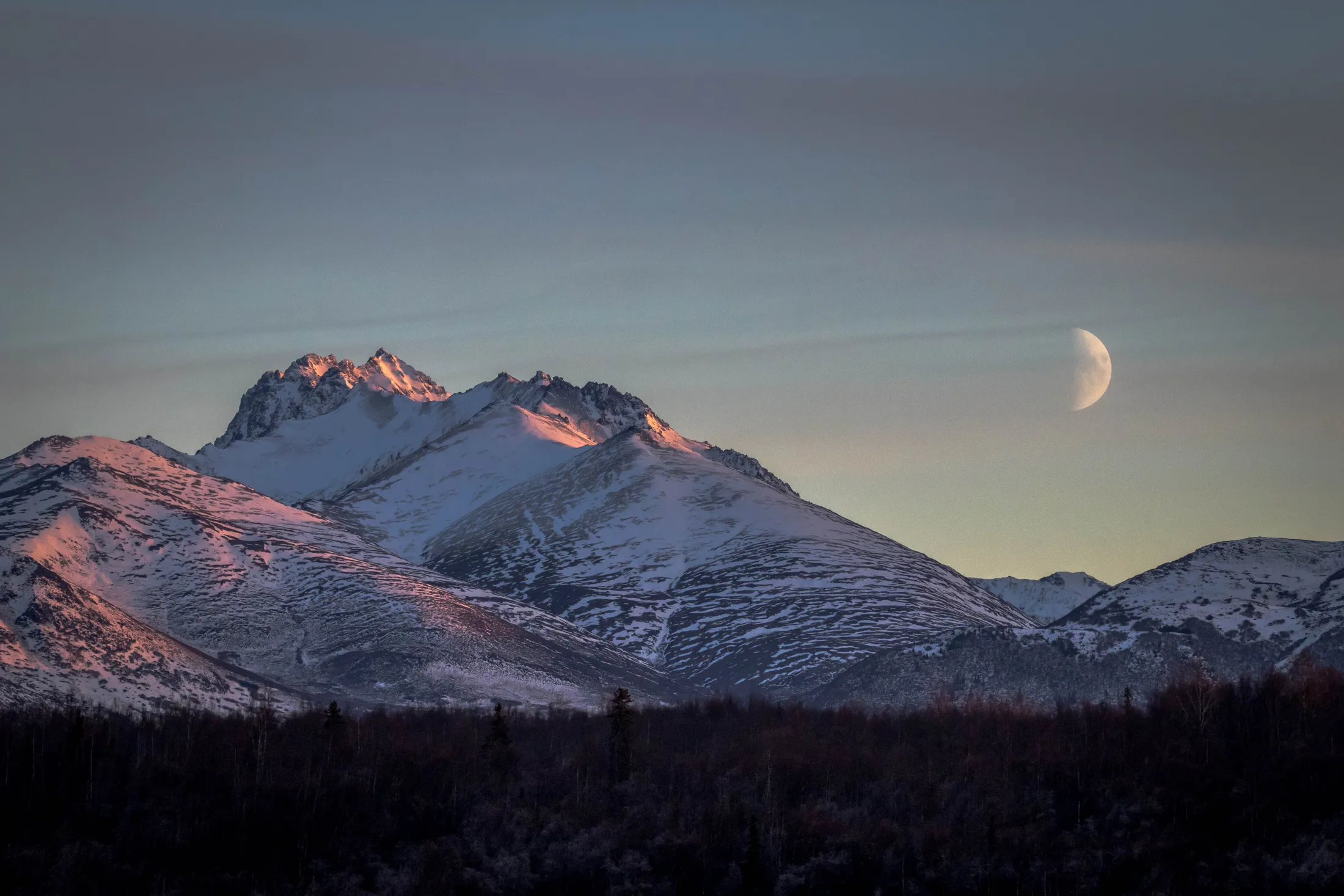 Alpenglow and Moon