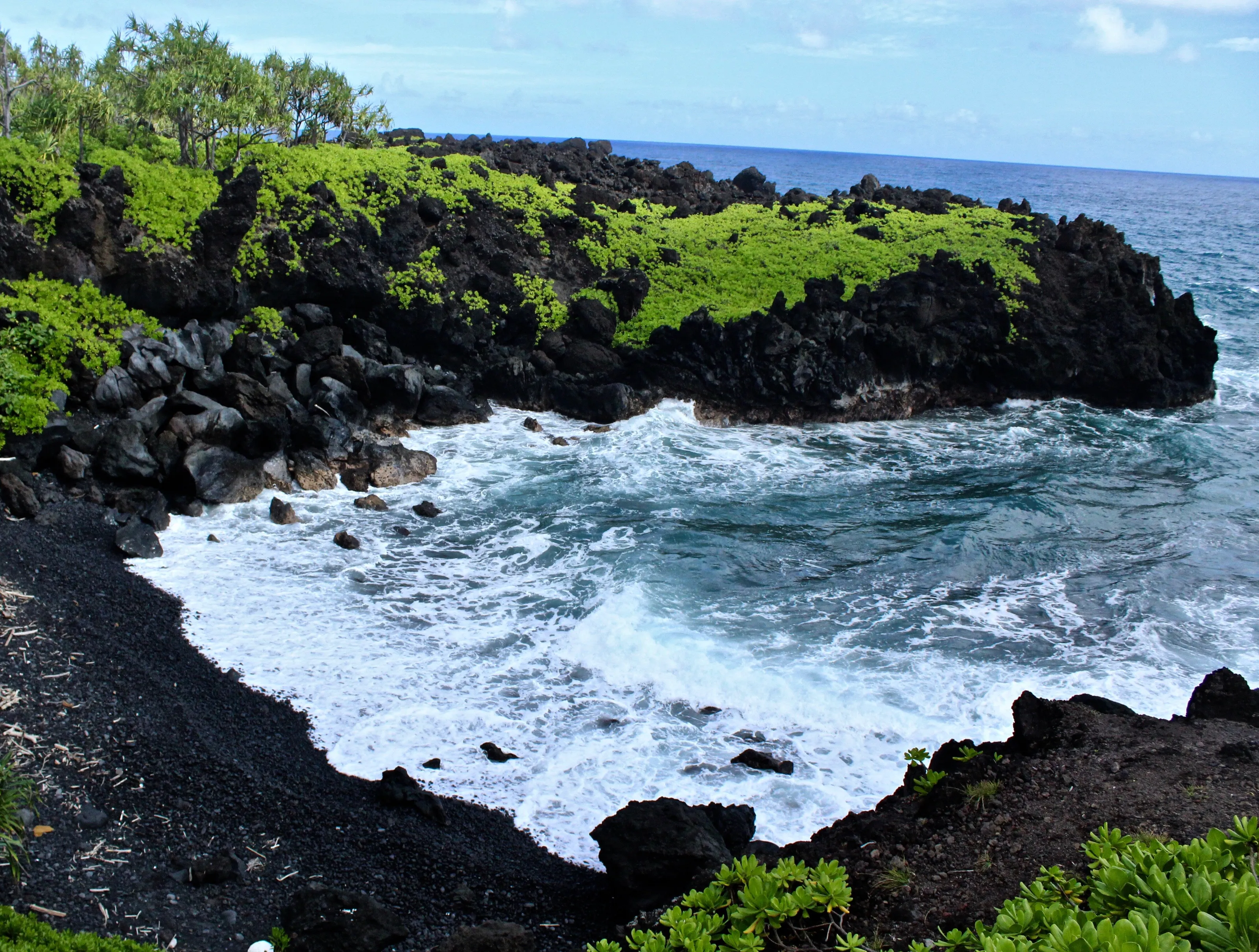 Black sand beach on Maui, Hawaii