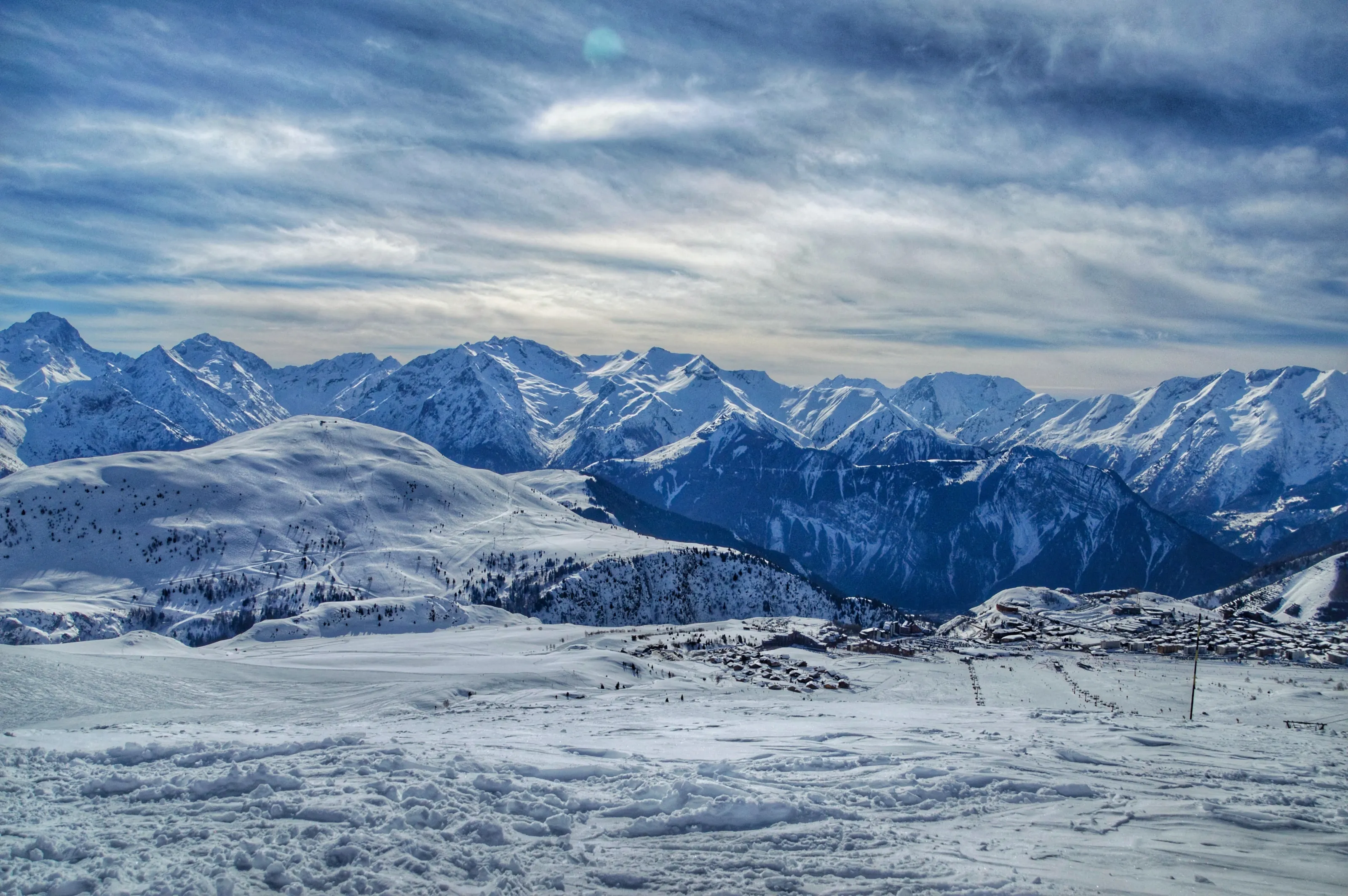 Ski station in mountains