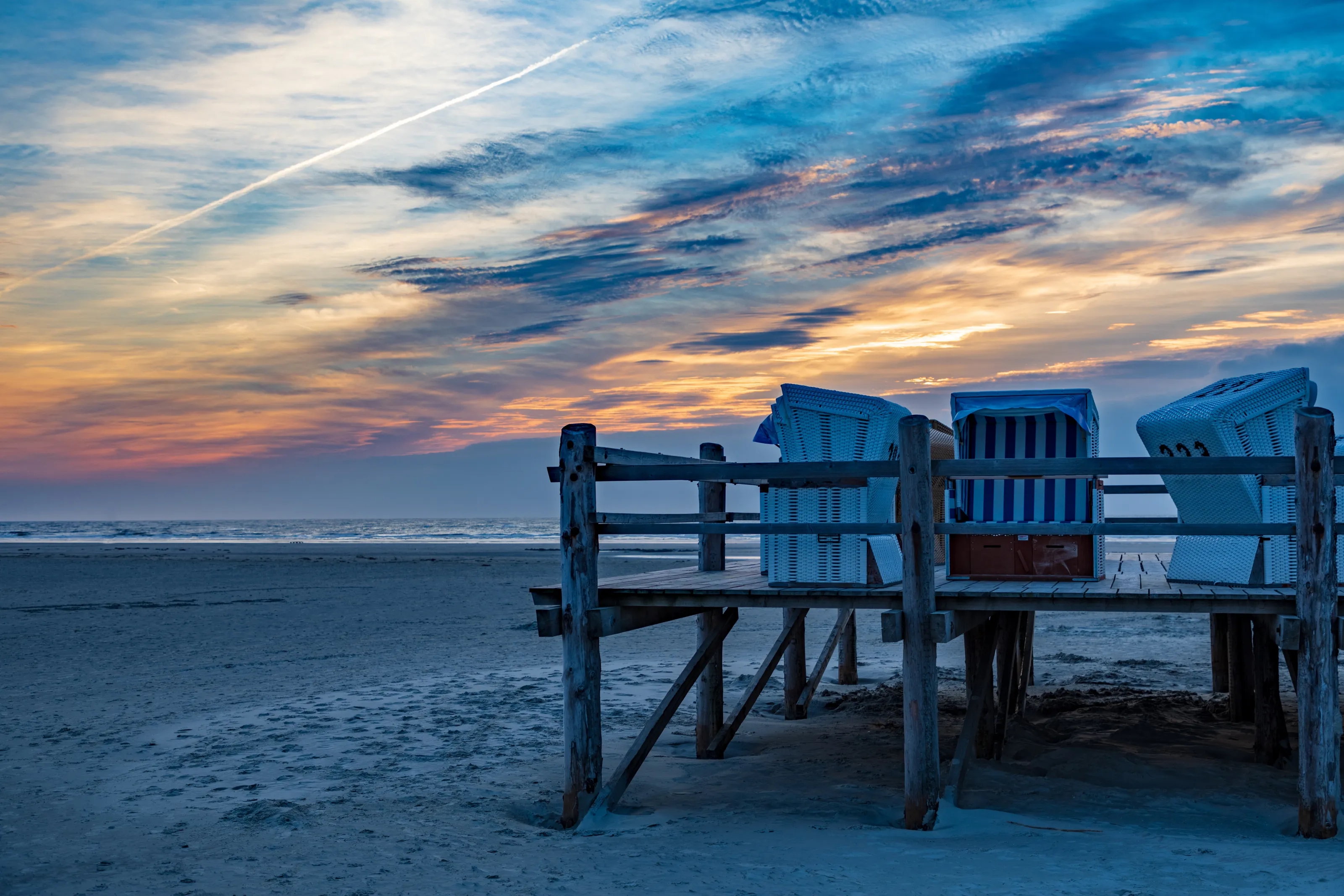 Sunset on the beach of St. Peter Ording