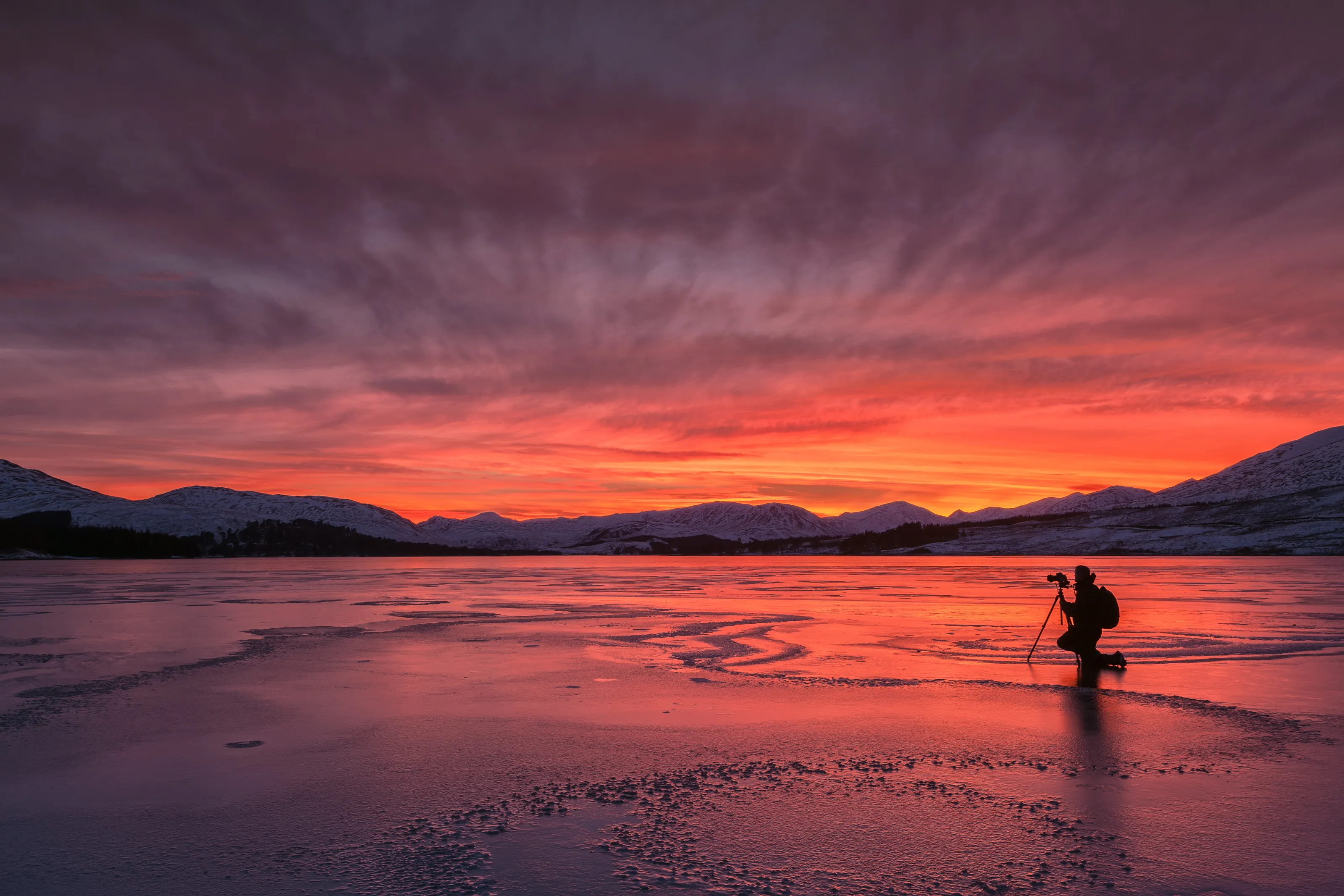fire and ice,loch tulla.scottish highlands