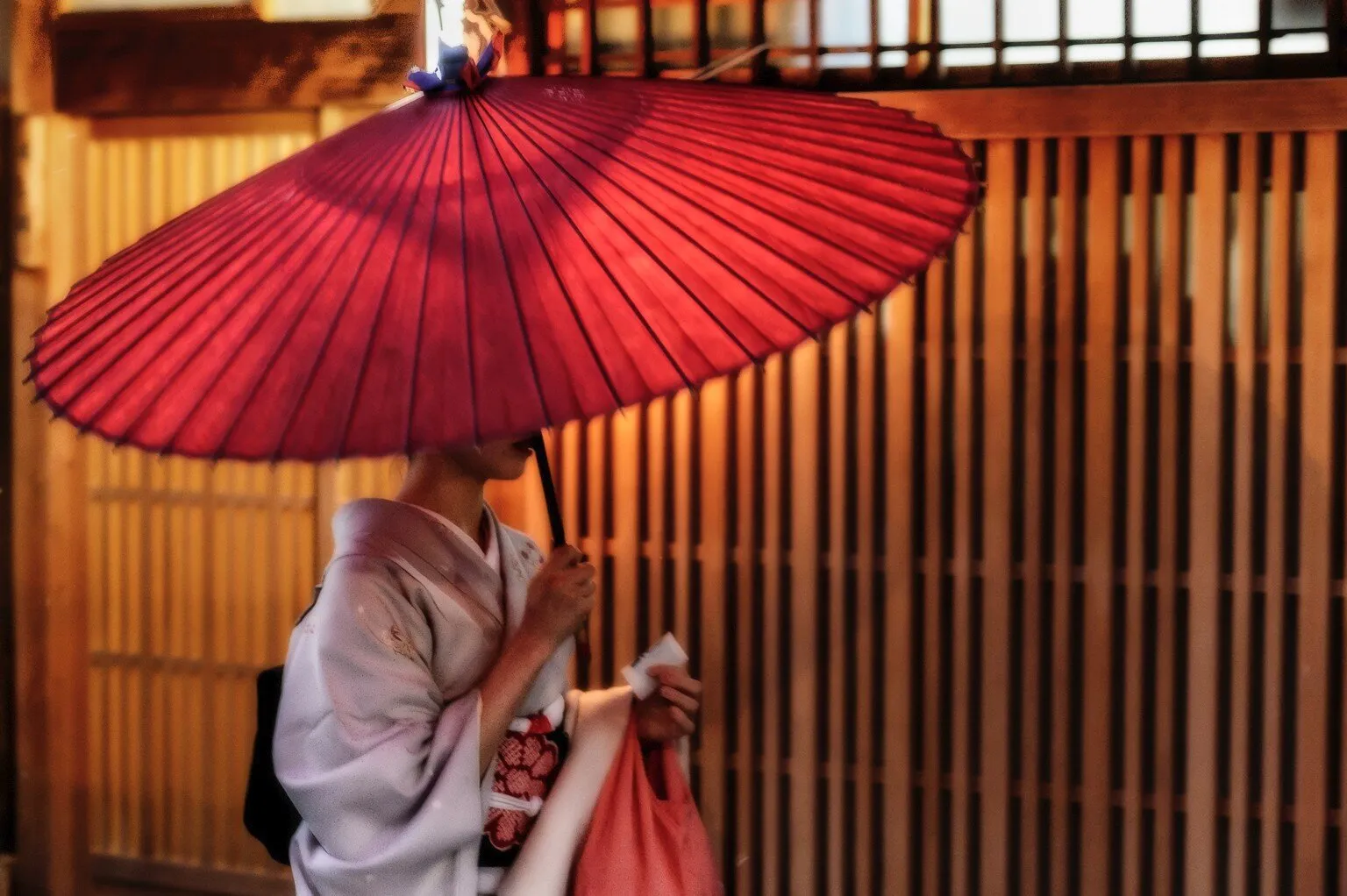 Walking under the umbrella