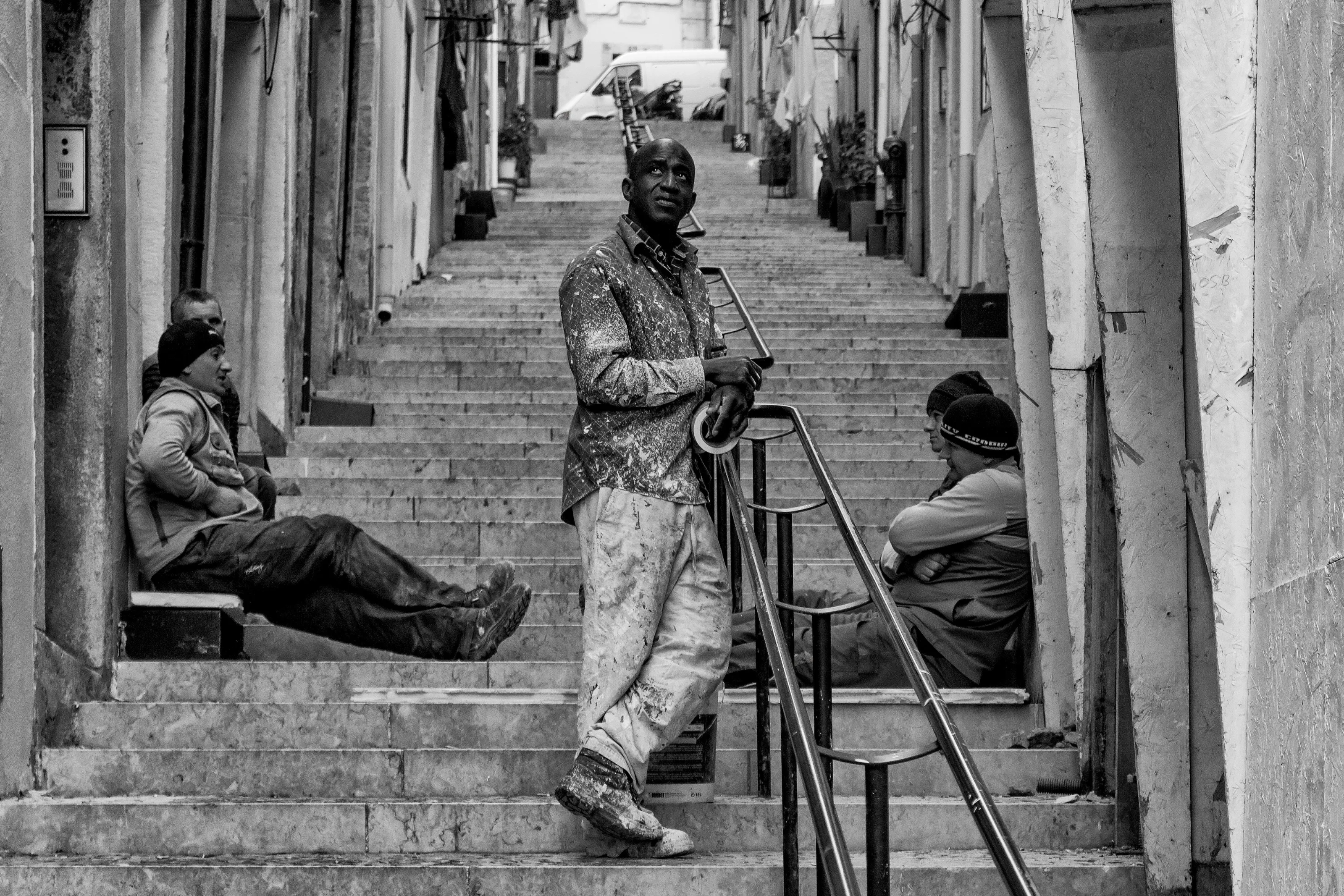 Construction workers in break.
