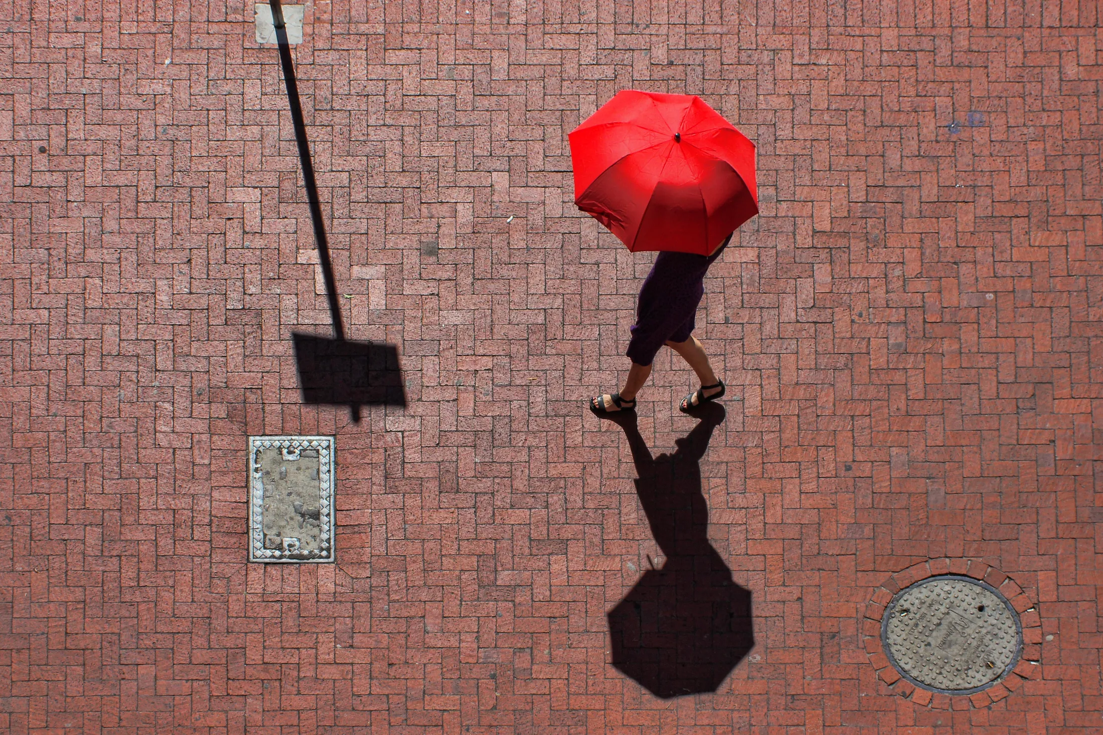 under the red umbrella