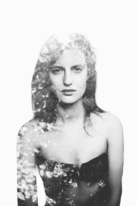 Double exposure girl