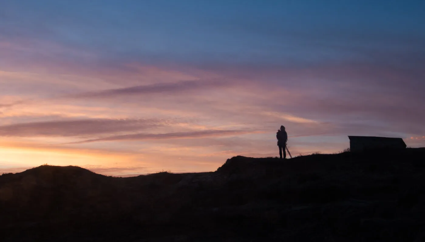 Photographing the sunset at Portland Bill