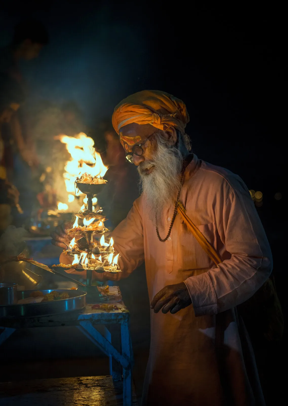 Getting ready for Ganga Aarti