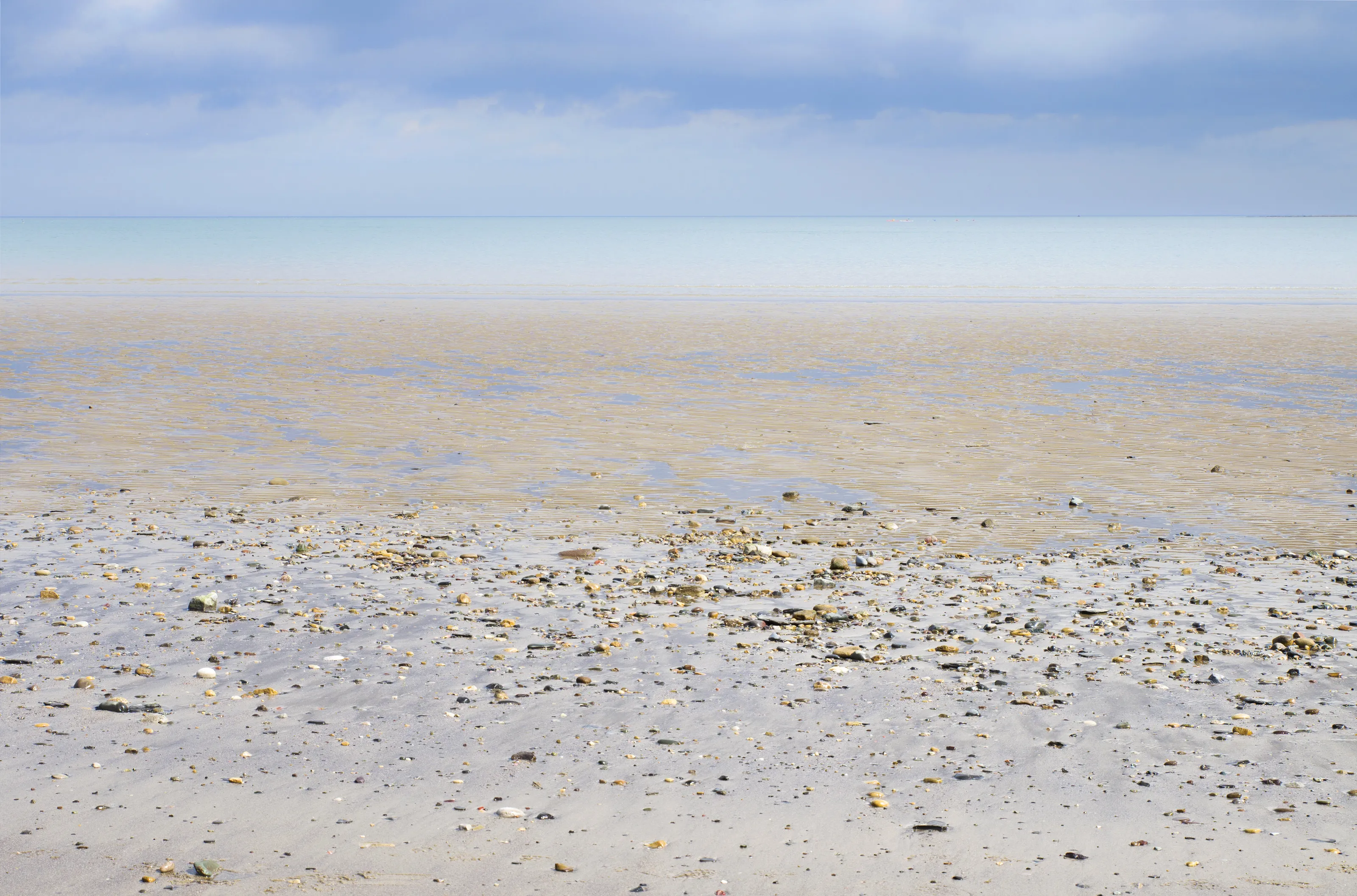 Sand and pebbles, quiet beach