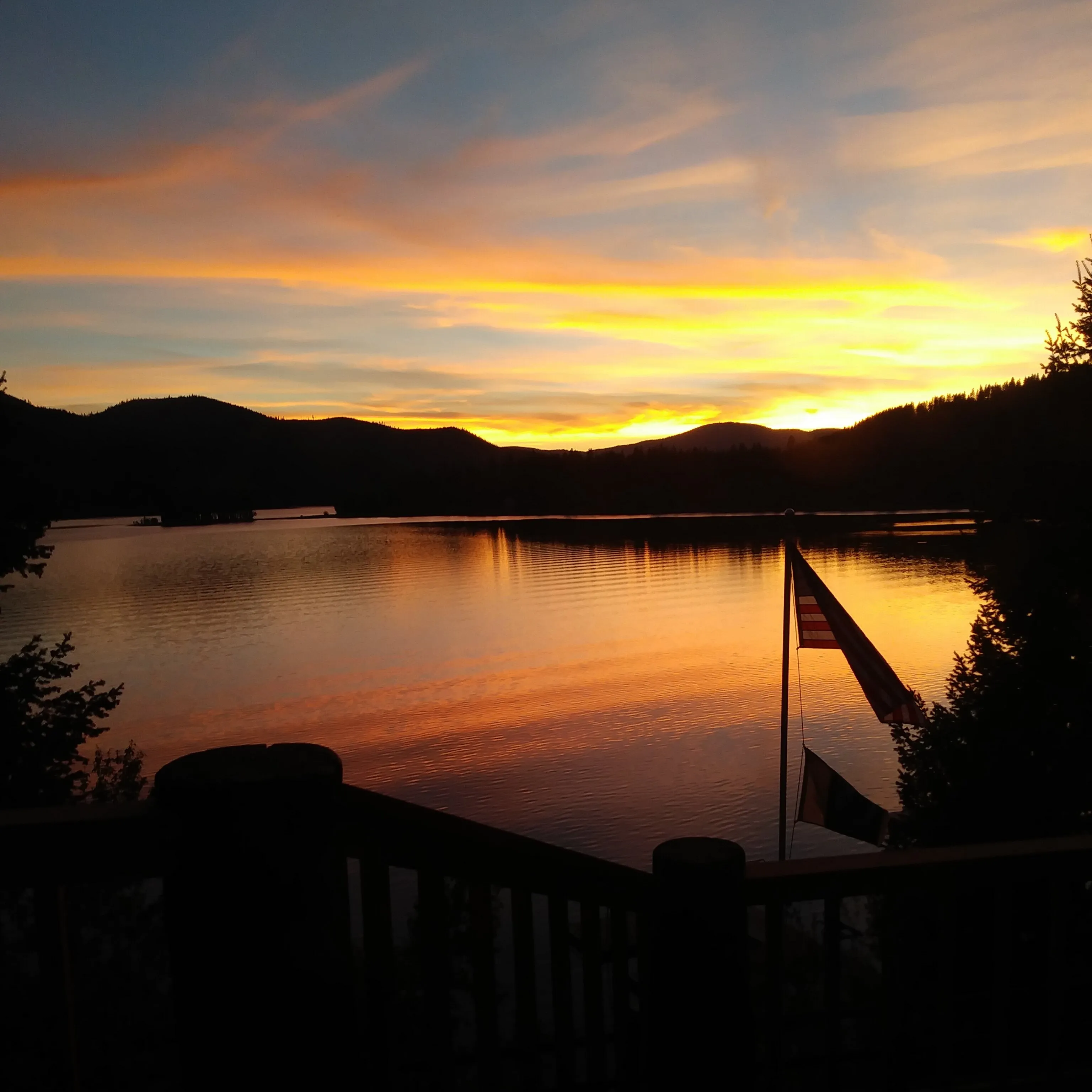 Summer sunset over the lake.