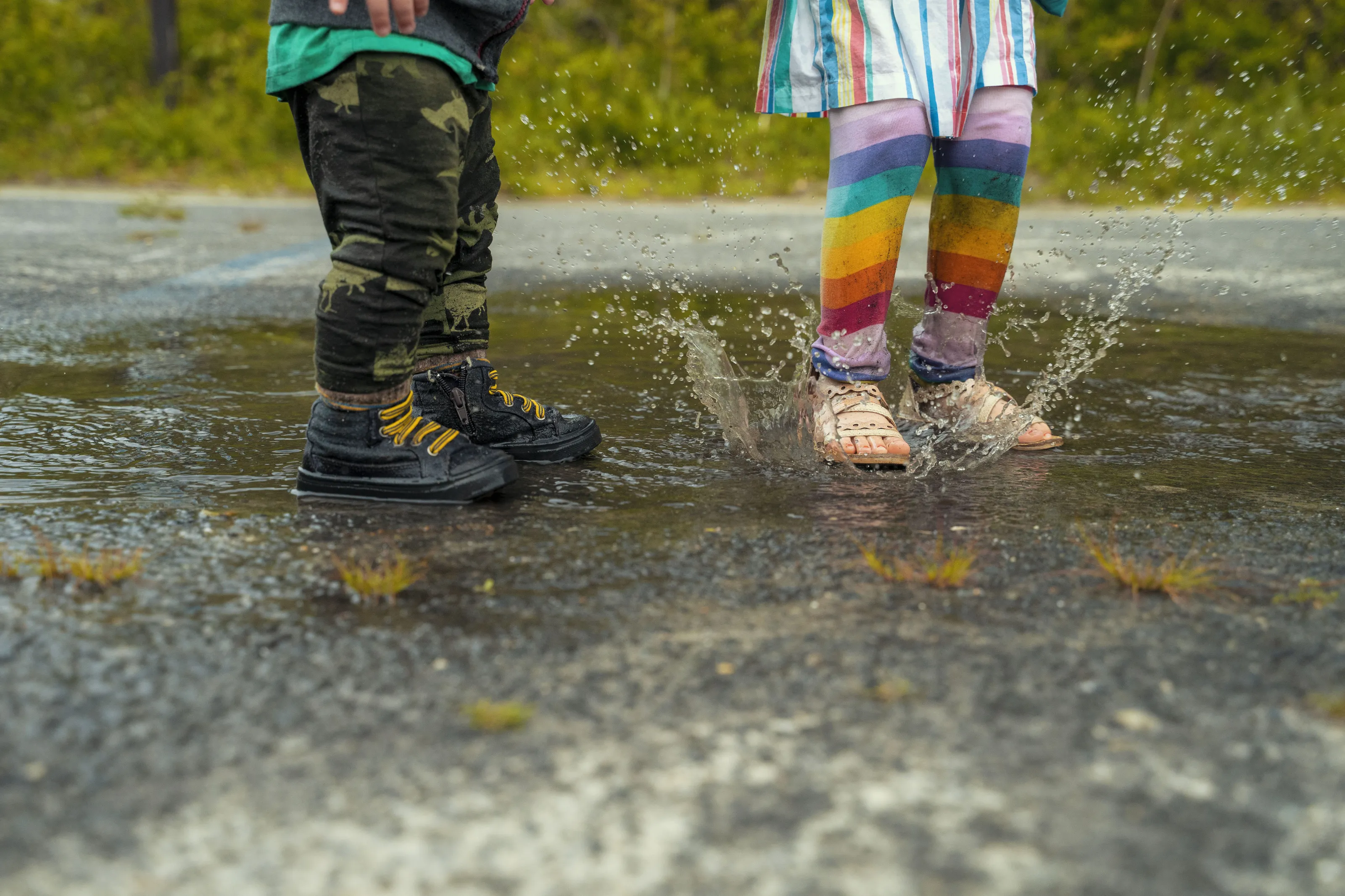 Splashing in a puddle