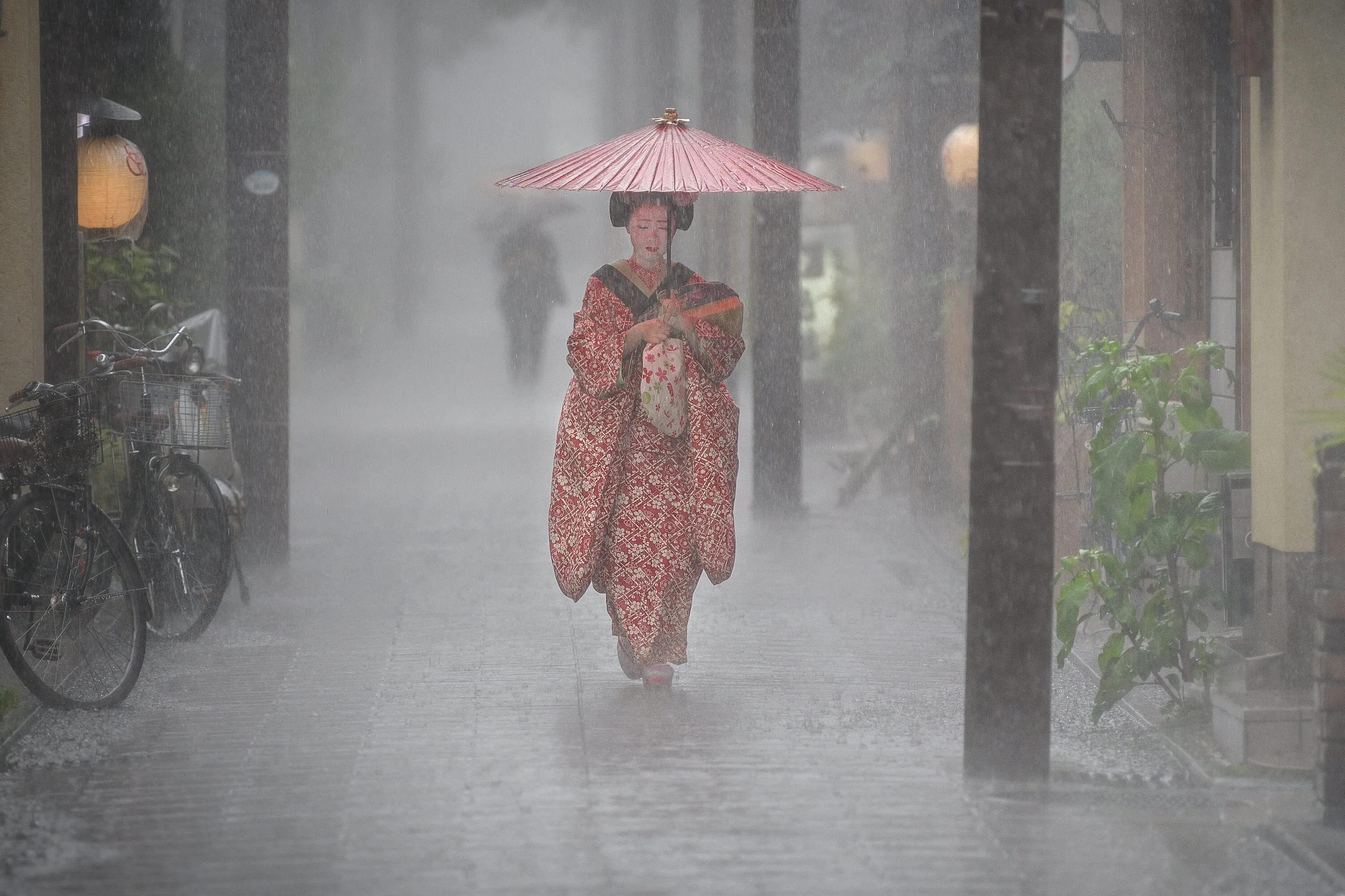 Pouring down