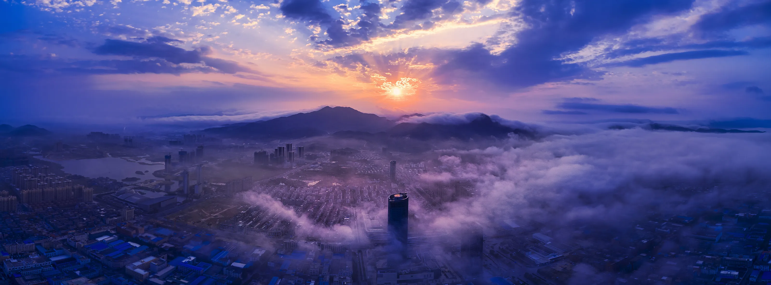city at sunset