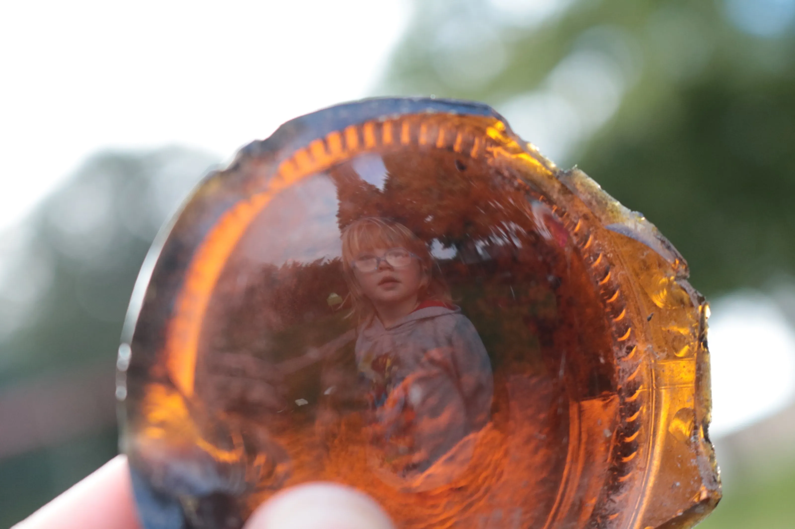 Potrait of my son in broken glass