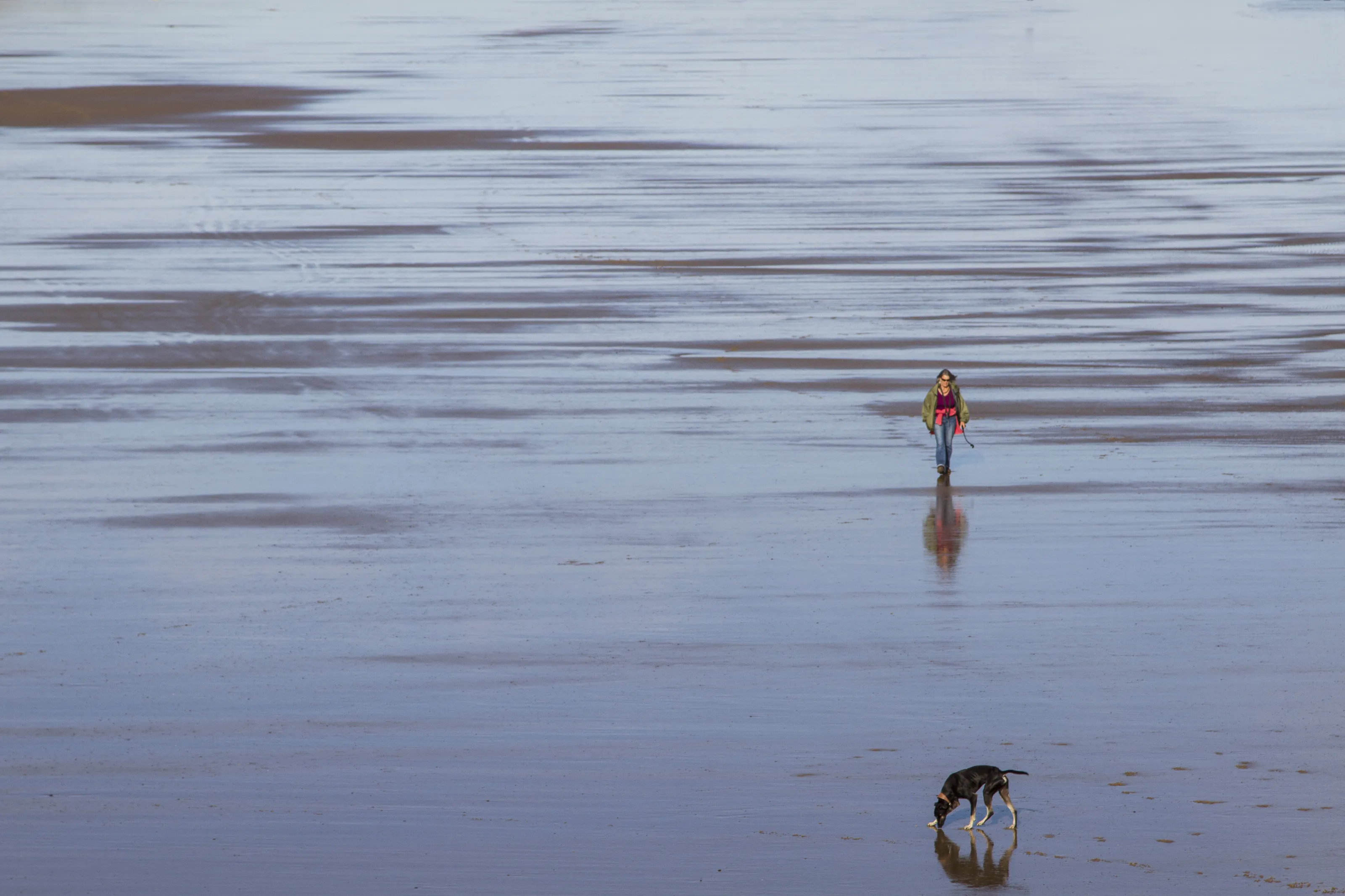 Chasing the dog on Saltburn Beach