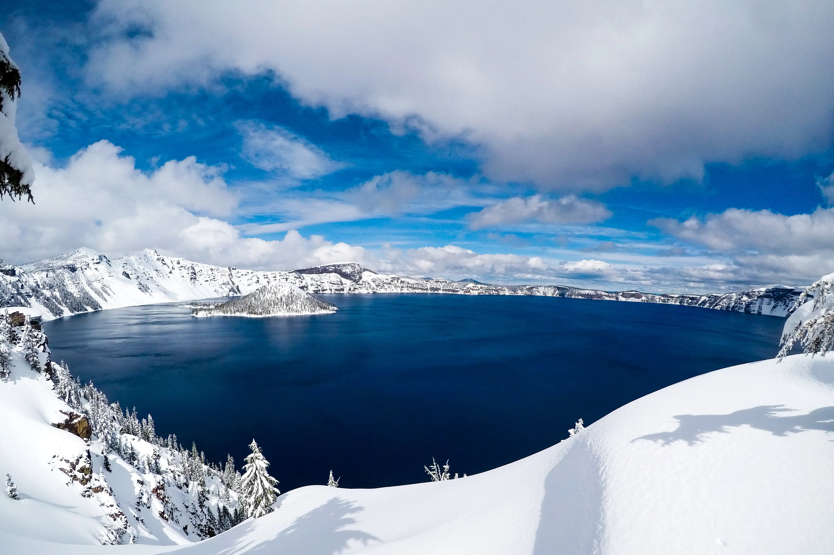Snowy Crater Lake