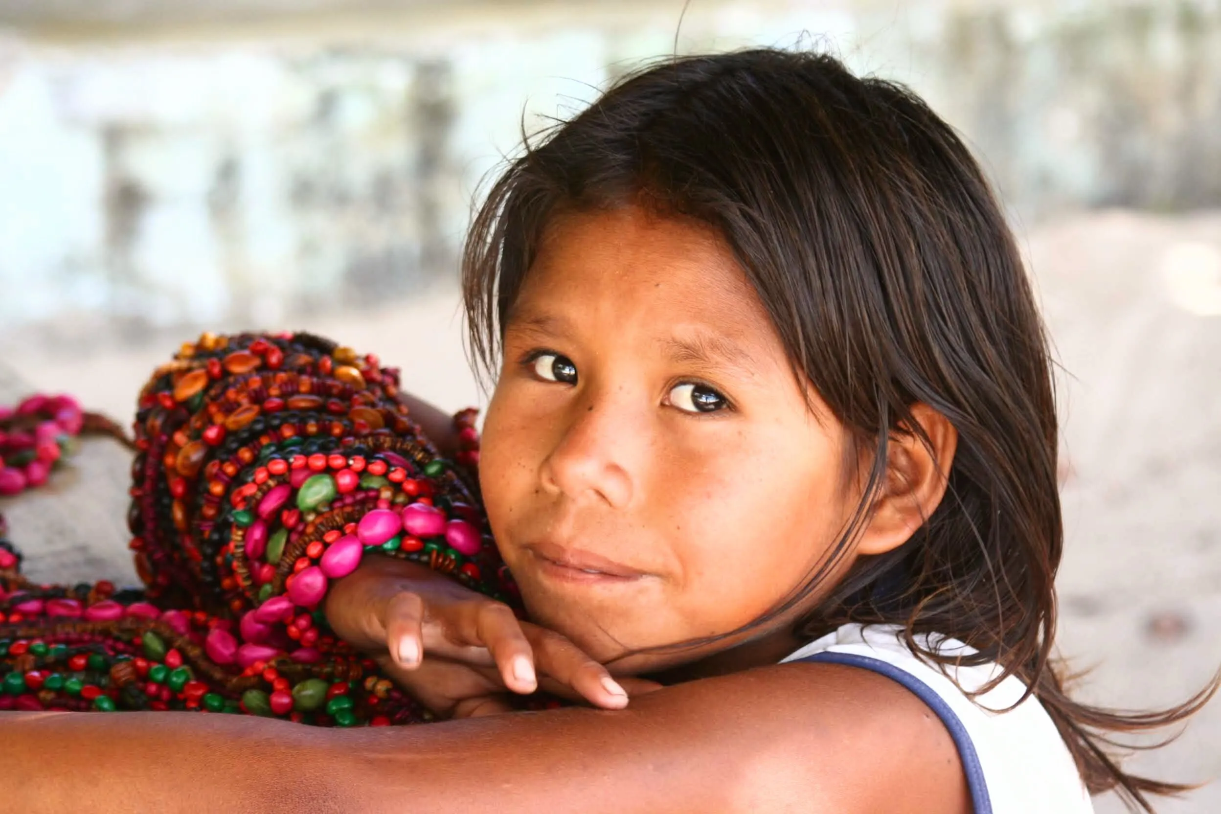 Brazilian indian, girl with necklaces.