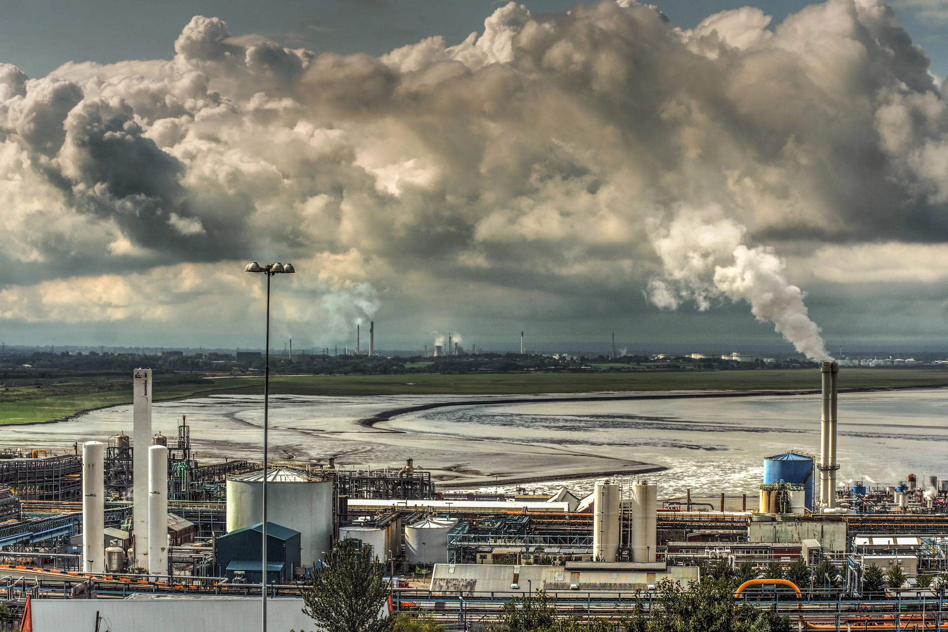 Dramatic sky over Petro-Chemical  refineries.