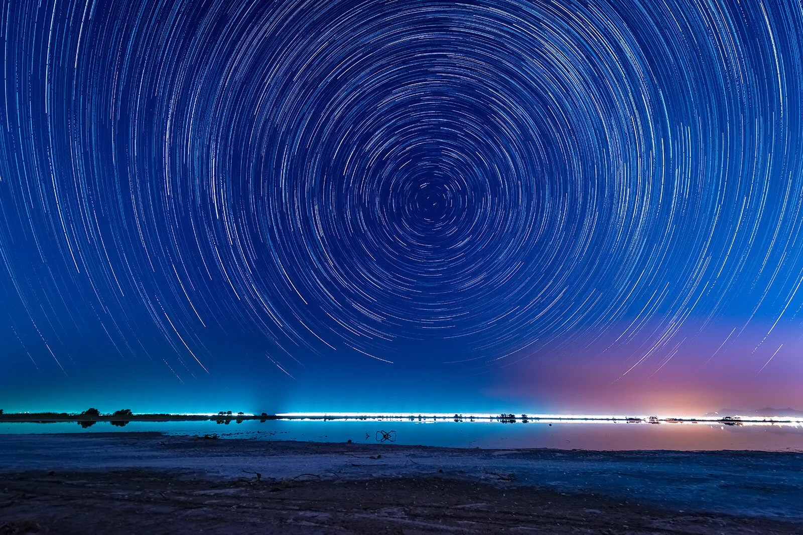 Startrail over the Lake