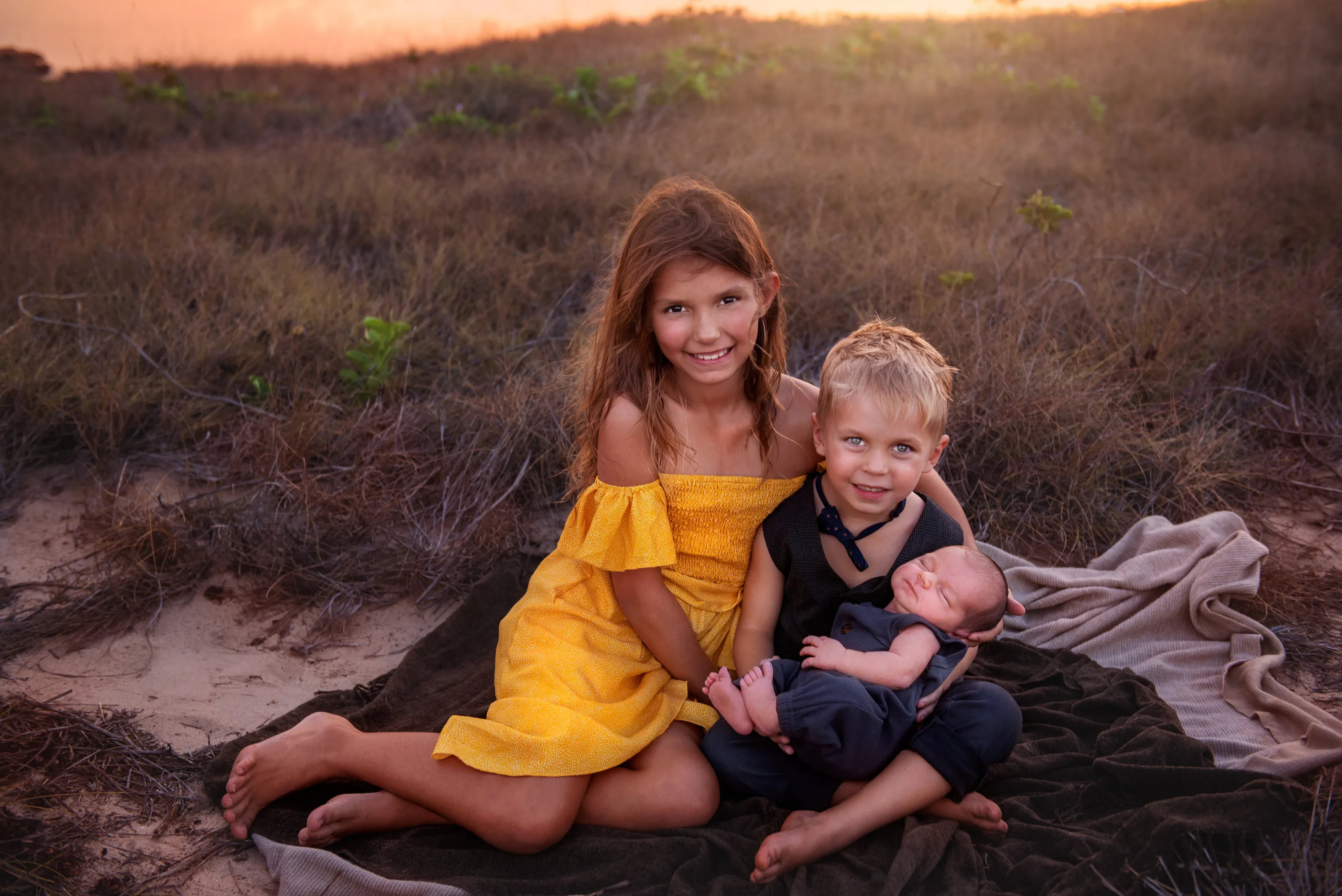 Happy siblings