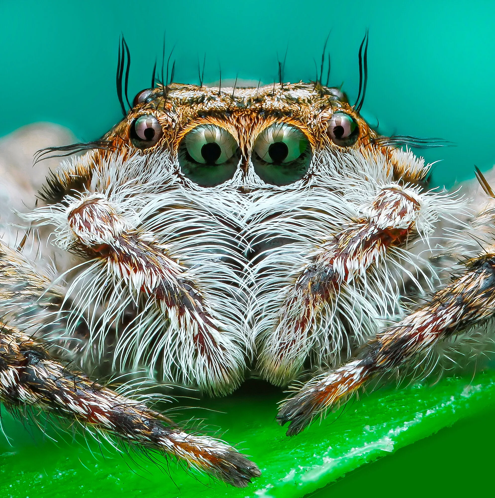 Hello my friends!!, aqui tenemos una bella jumping spider, focus stacking from 45 photos in 3X!,Mp-e