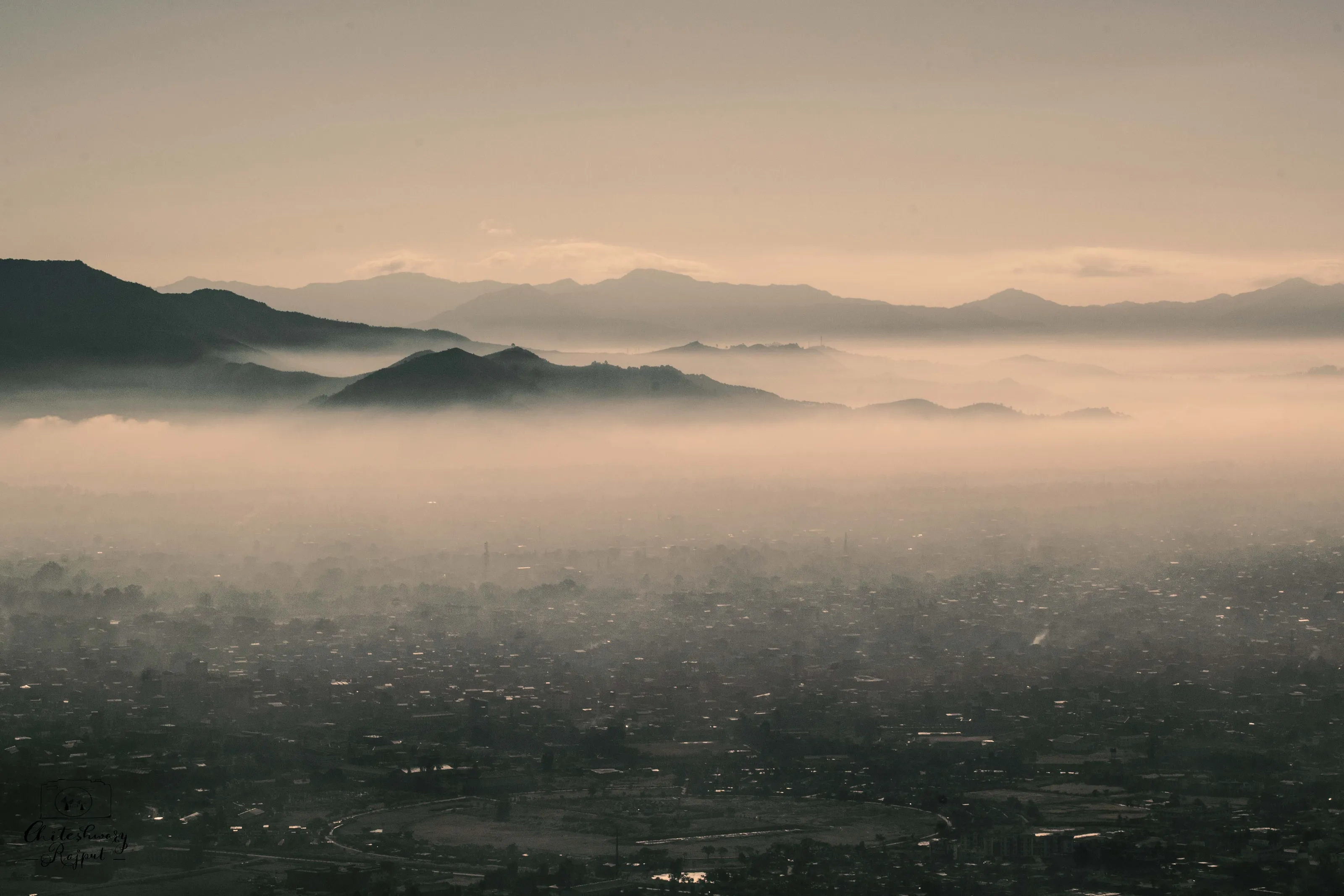 city-fog-mountain-sky
