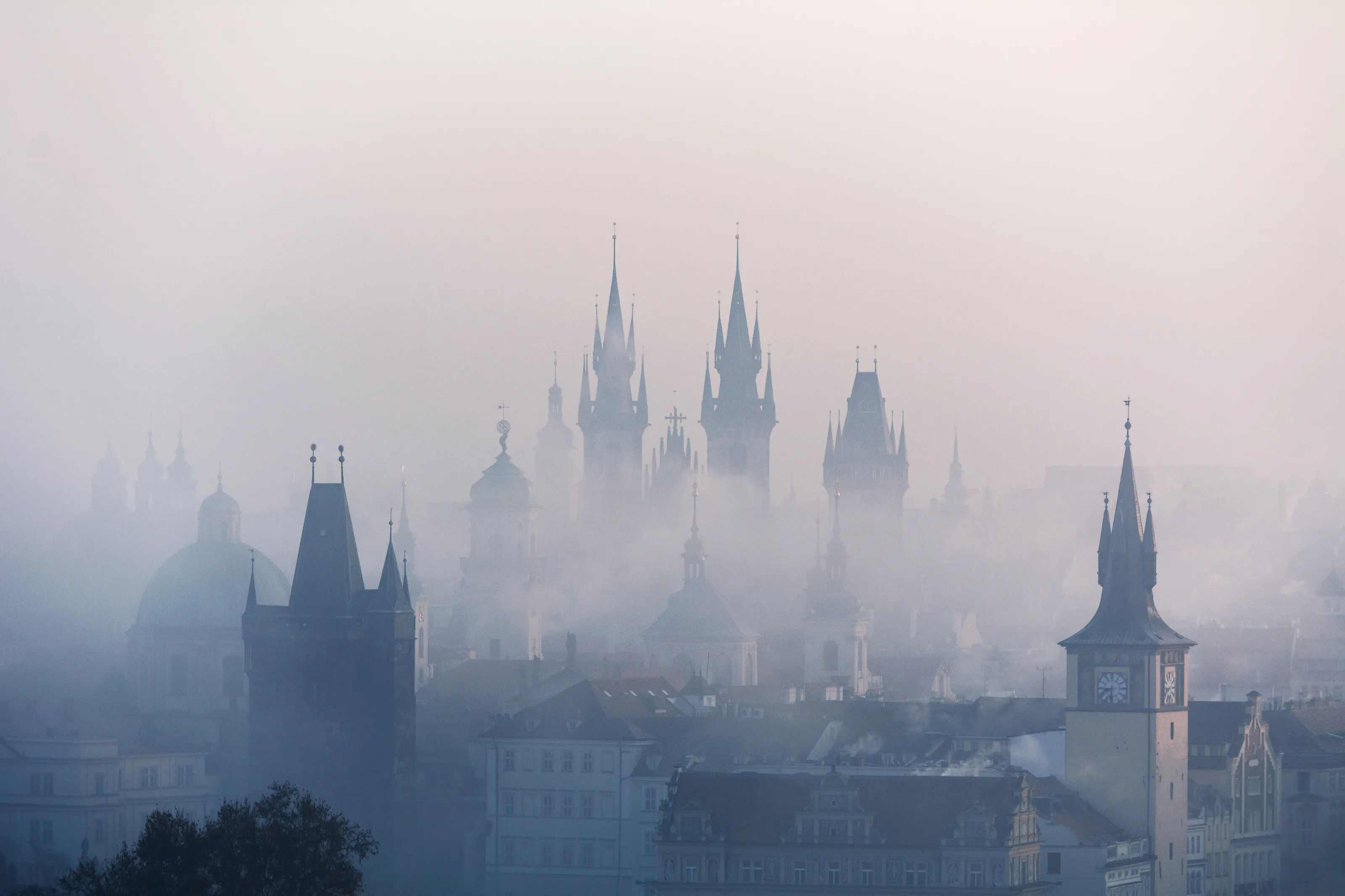 Prague in the fog
