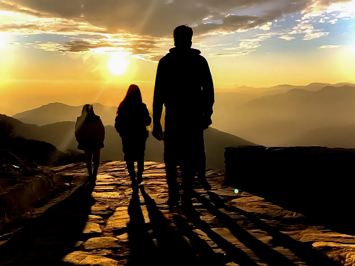 Trekking mountain view during sunset
