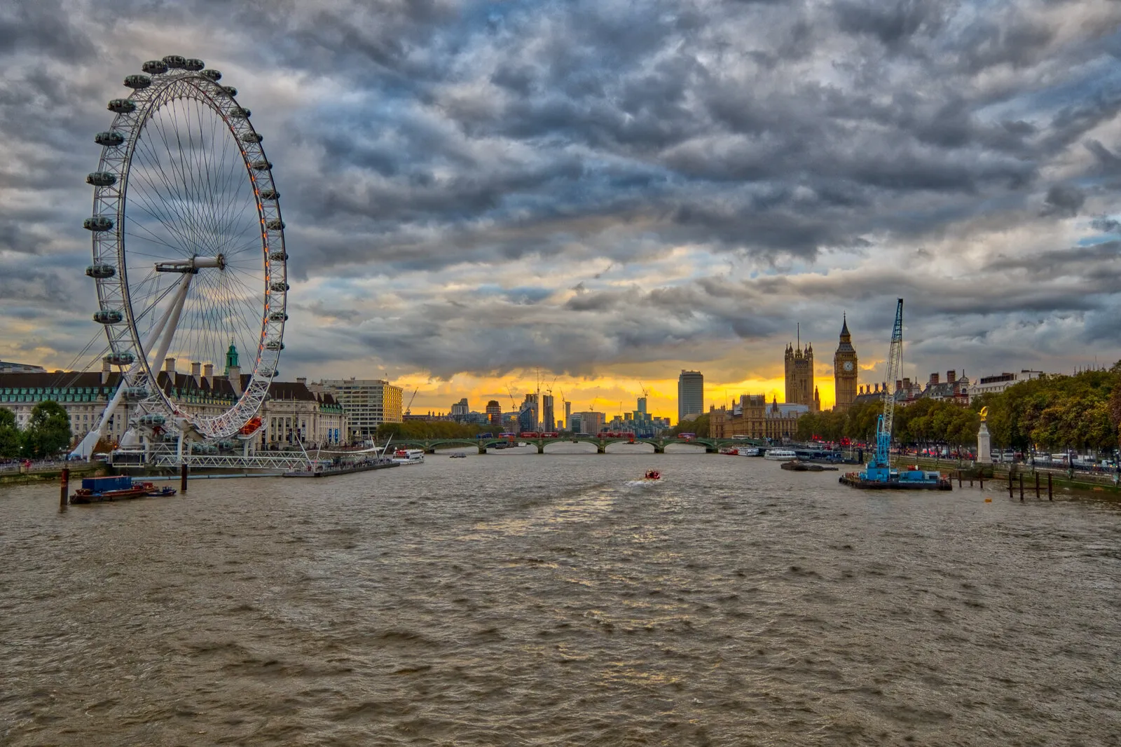 Sunset on the The Thames in London