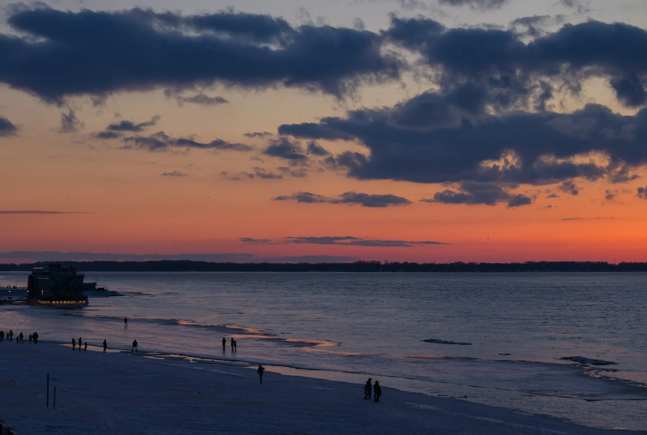 of the March sunset on the Volga river