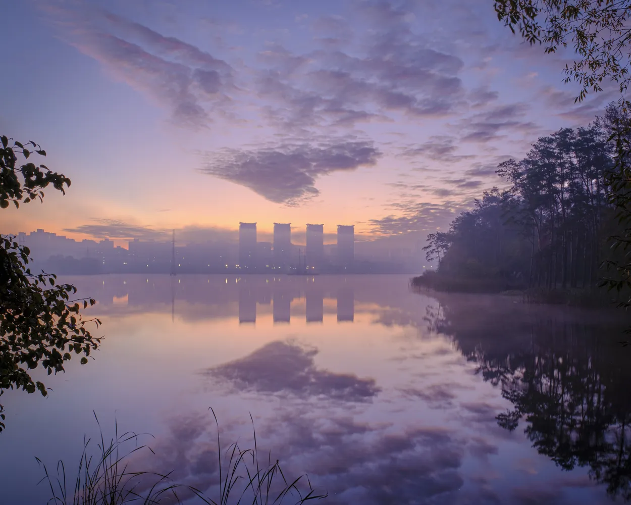 Dawn on the outskirts of the city.