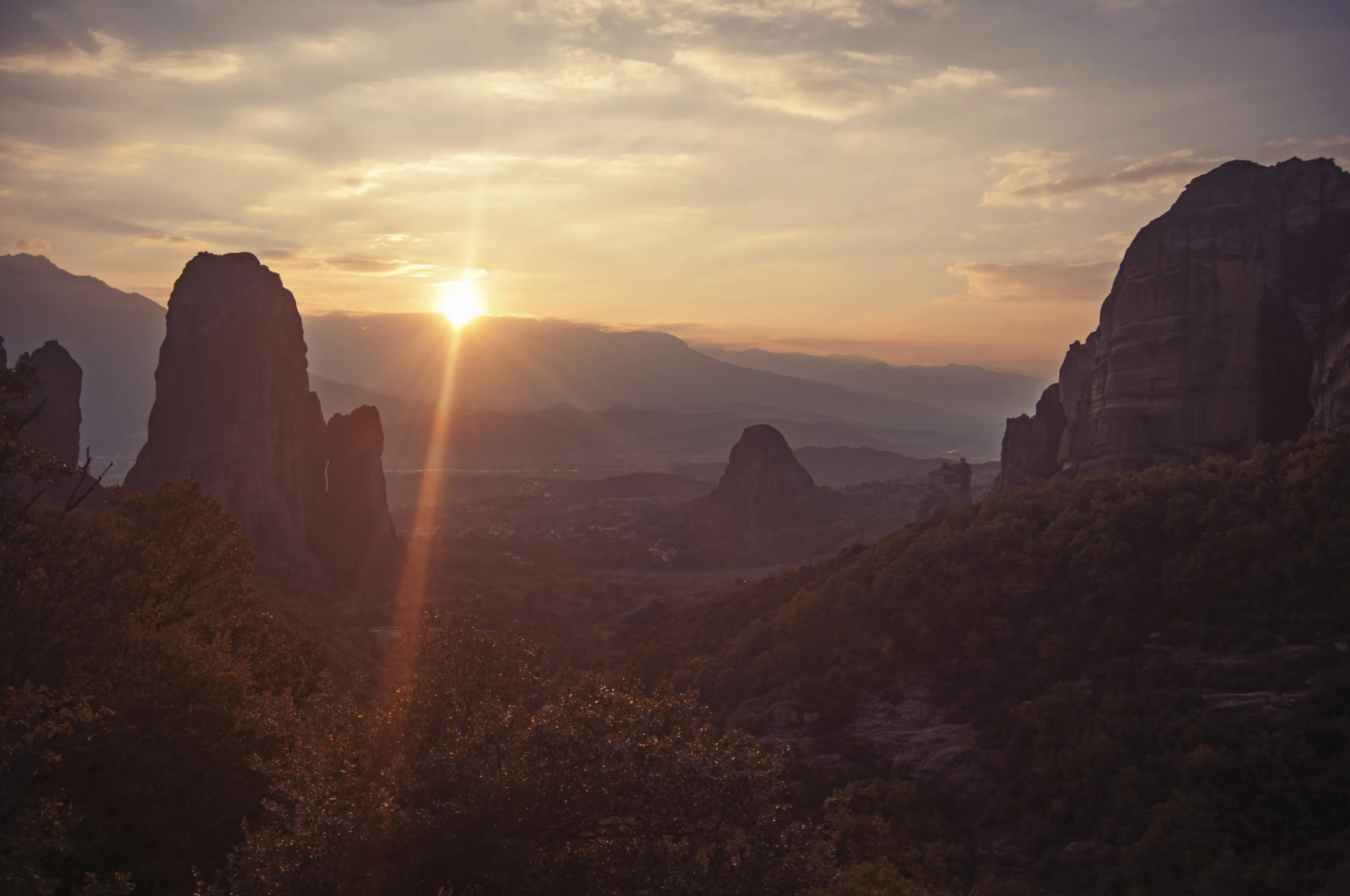 Meteora's sunset
