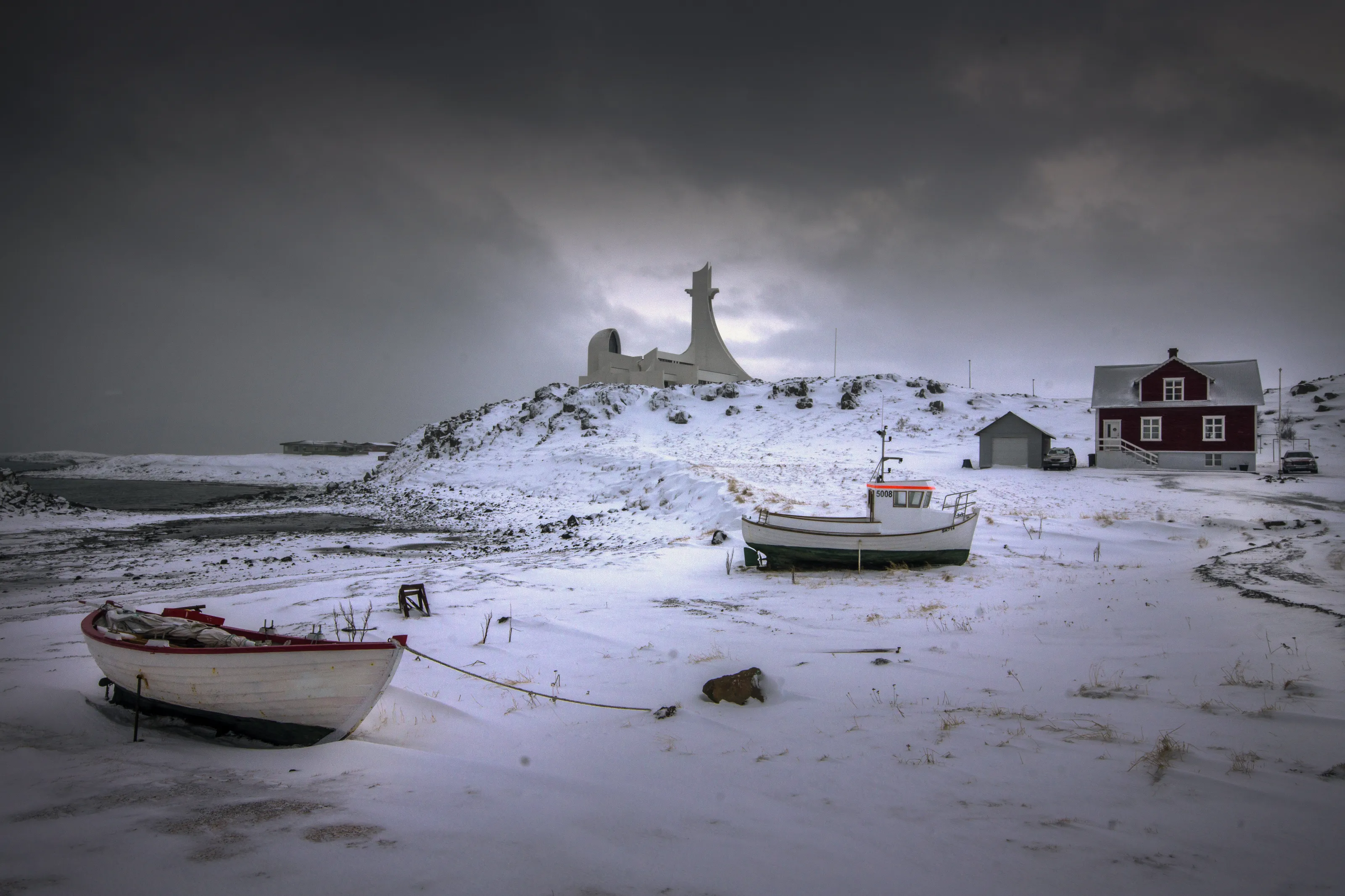 Winter in Stykkisholmur, Iceland.